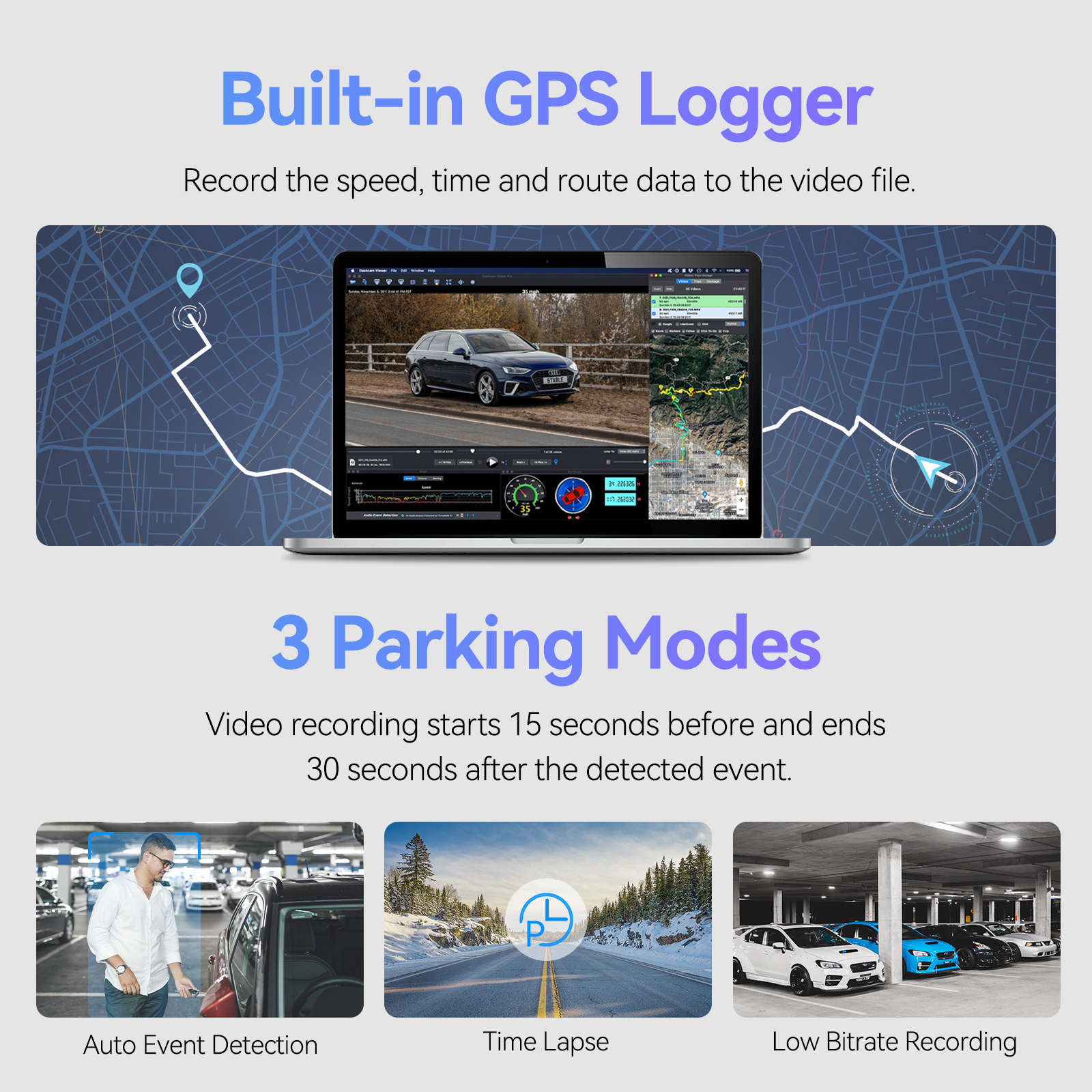 VIOFO 4K Dual Dash Cam 3840 x 2160P Ultra HD 4K WiFi Dash Camera, GPS, Buffered Parking Mode, Motion Detection, A129 Pro Duo - Image 6