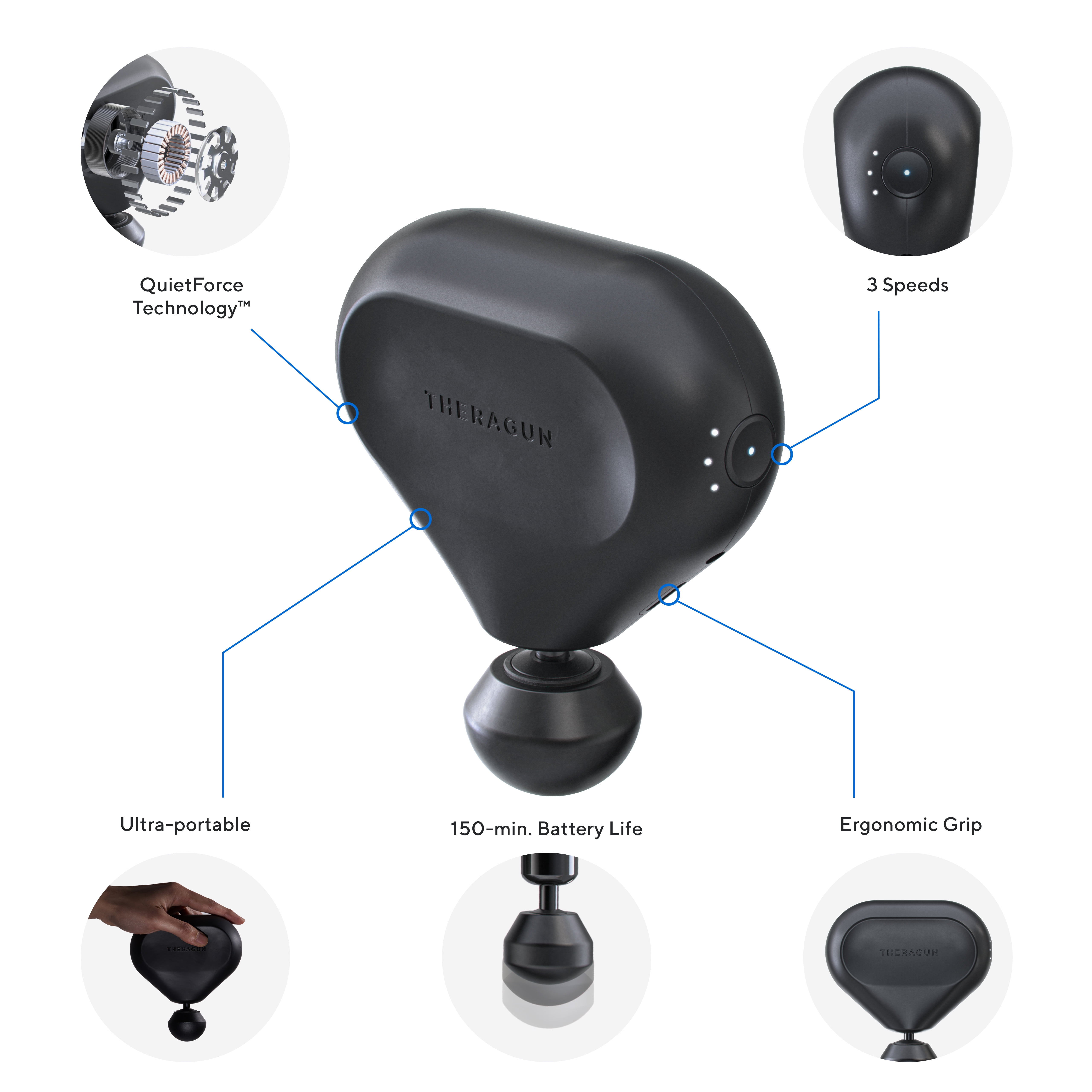 Therabody Theragun Mini 1st Gen Bluetooth Handheld Percussive Massager, Deep Tissue Massager, Black - Image 9
