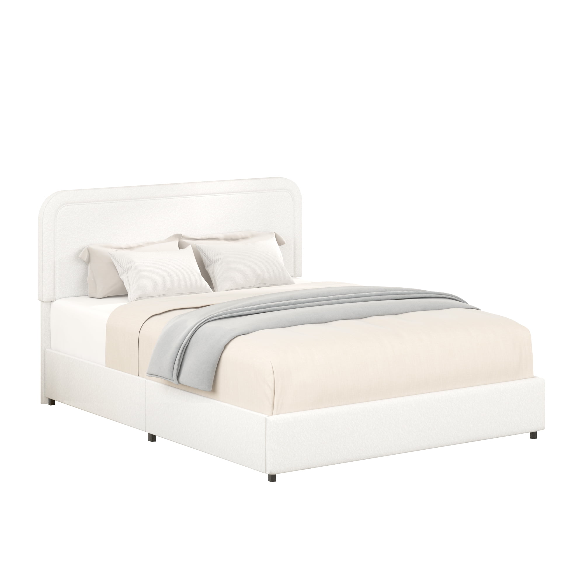 Miniyam Queen Size Upholstered Bed with 4 Drawers & Stitched Tufted Headboard for Adult, White - Image 5