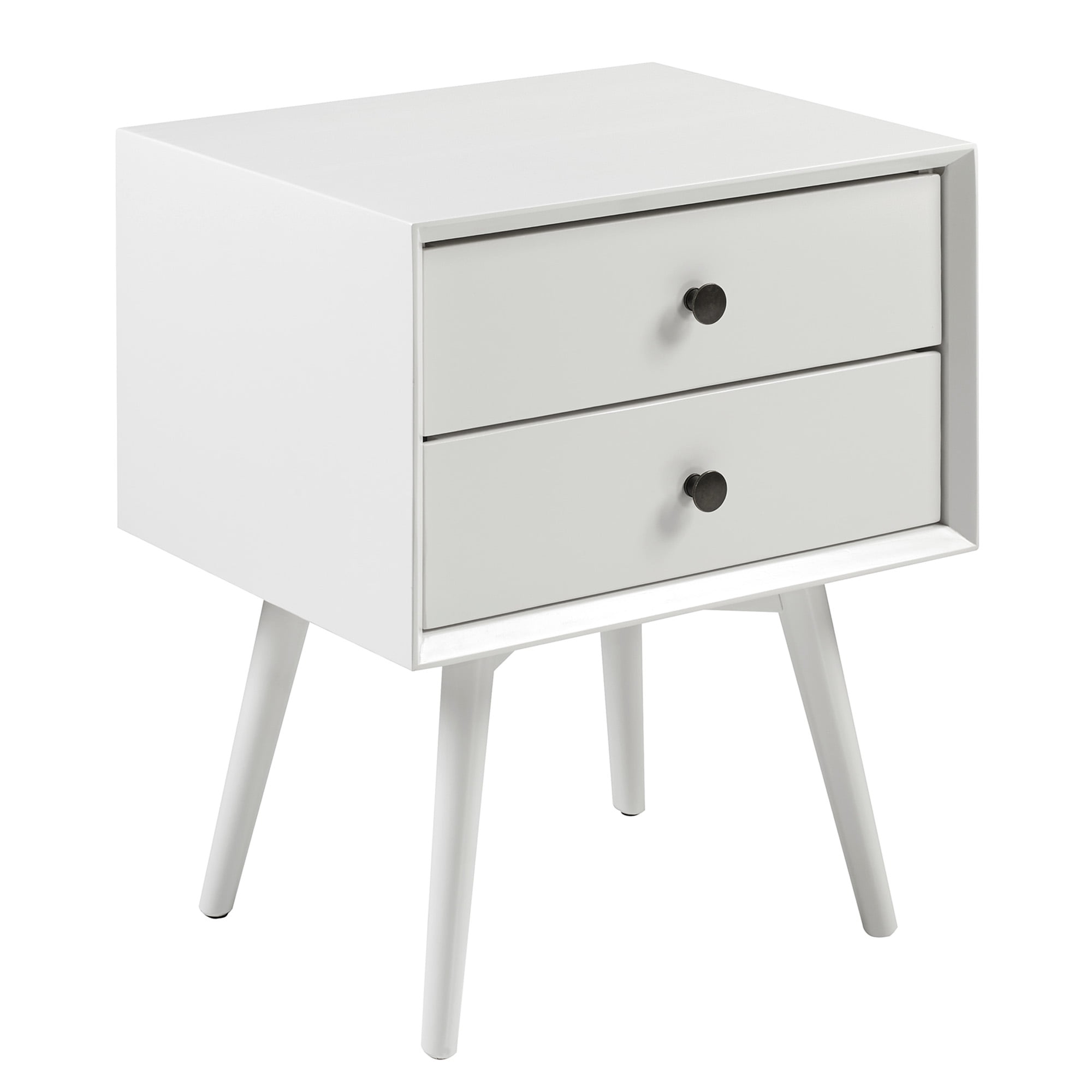 Walker Edison Mid Century Modern 2 Drawer Nightstand, White - Image 8