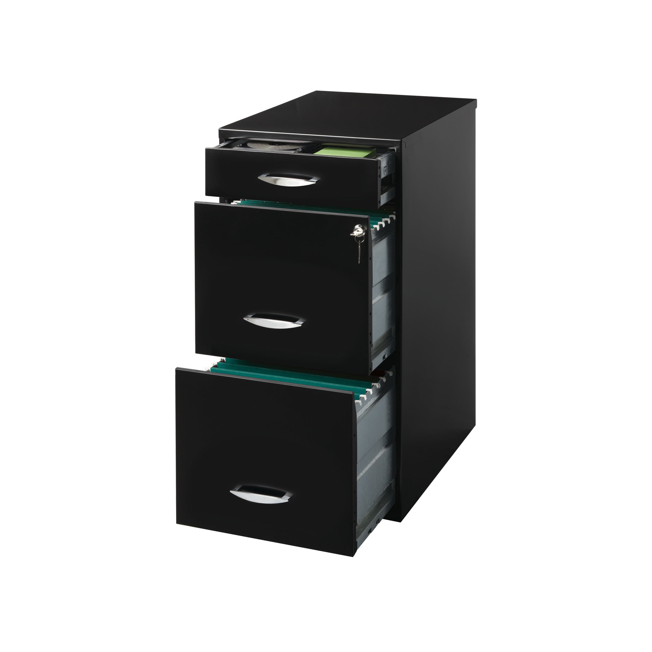 Space Solutions 3 Drawer Letter Width Vertical File Cabinet with Pencil Drawer, Black - Image 3