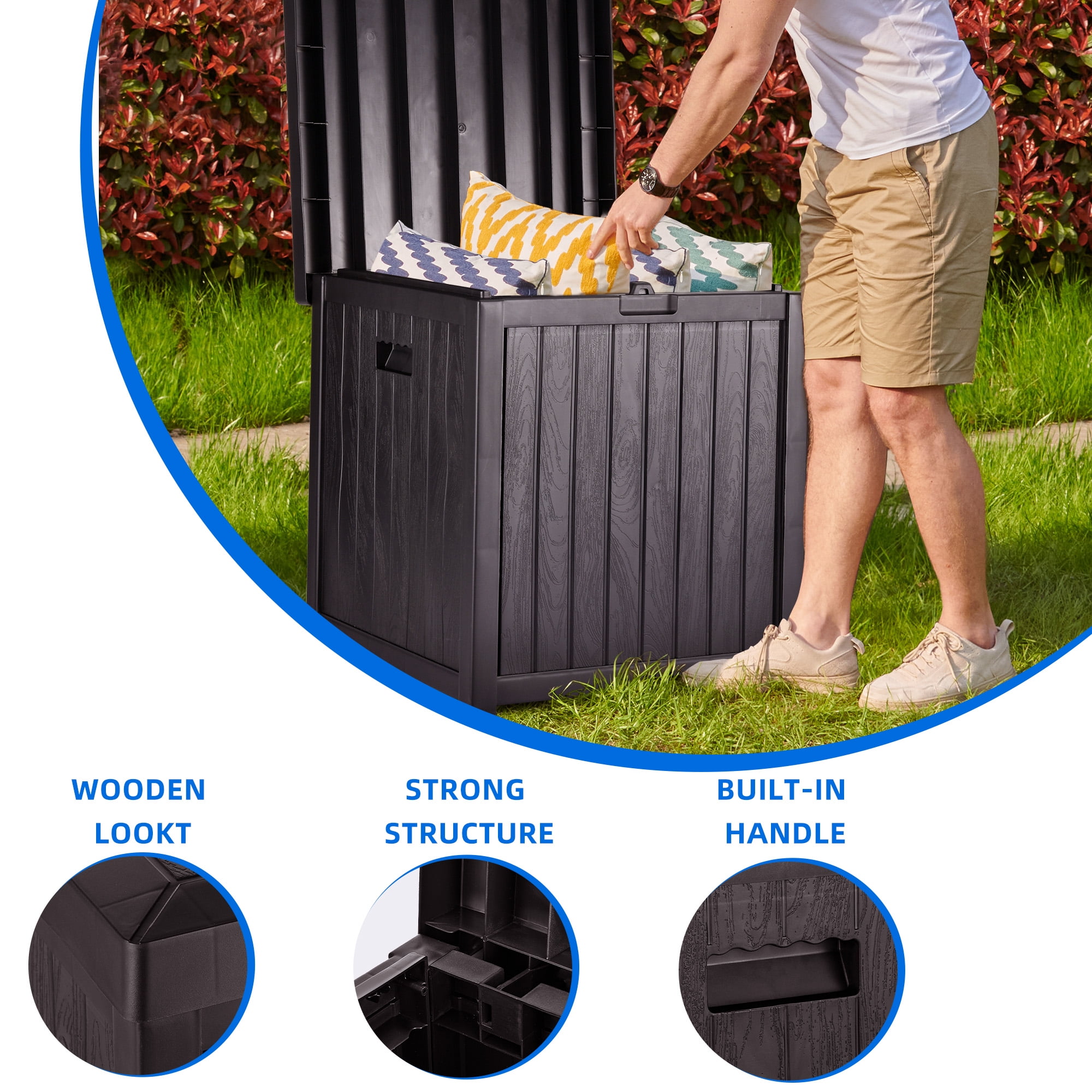 Dextrus Deck Box 51 Gallon Medium Deck Box,Outdoor Storage Container for Patio Cushions,Pool Supplies,Garden Tools,Weather, Resistant,Resin (Brown) - Image 2