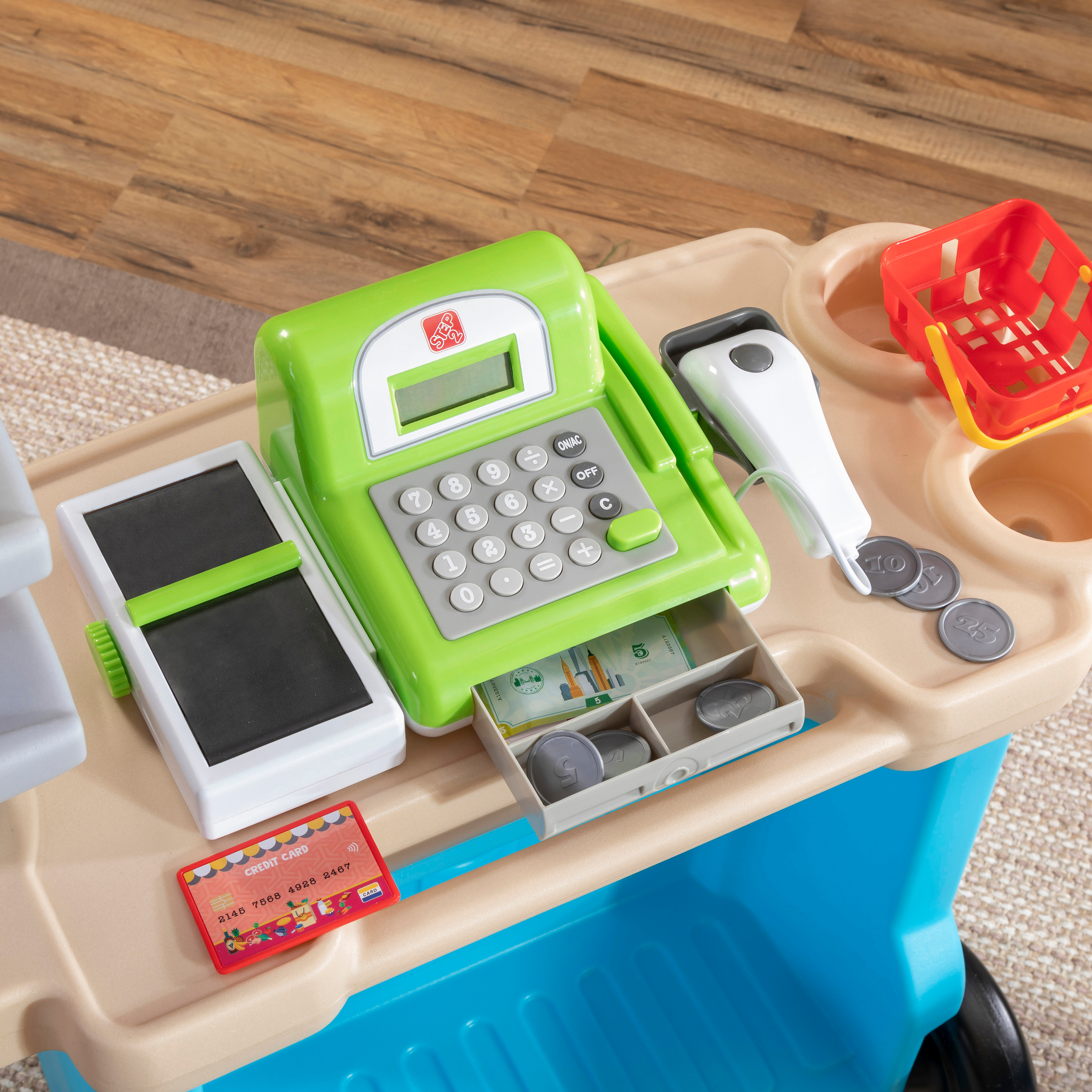 Step2 Stop & Go Market Blue Outdoor Playhouse and Kids Playset with Umbrella - Image 17