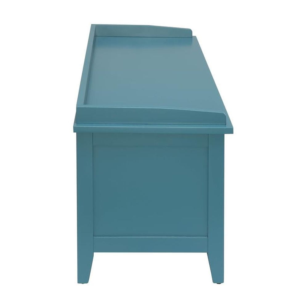 Rectangular Wooden Bench with Storage Basket, Blue- Saltoro Sherpi - Image 6