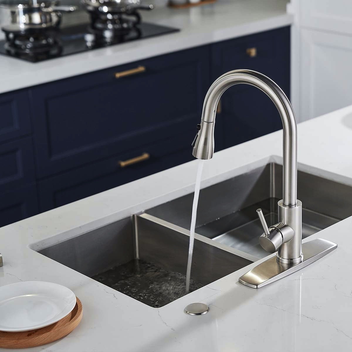 Forious Kitchen Faucet for Pull Down Sprayer Single Handle Sink Faucet Brushed Nickel in Kitchen - Image 3