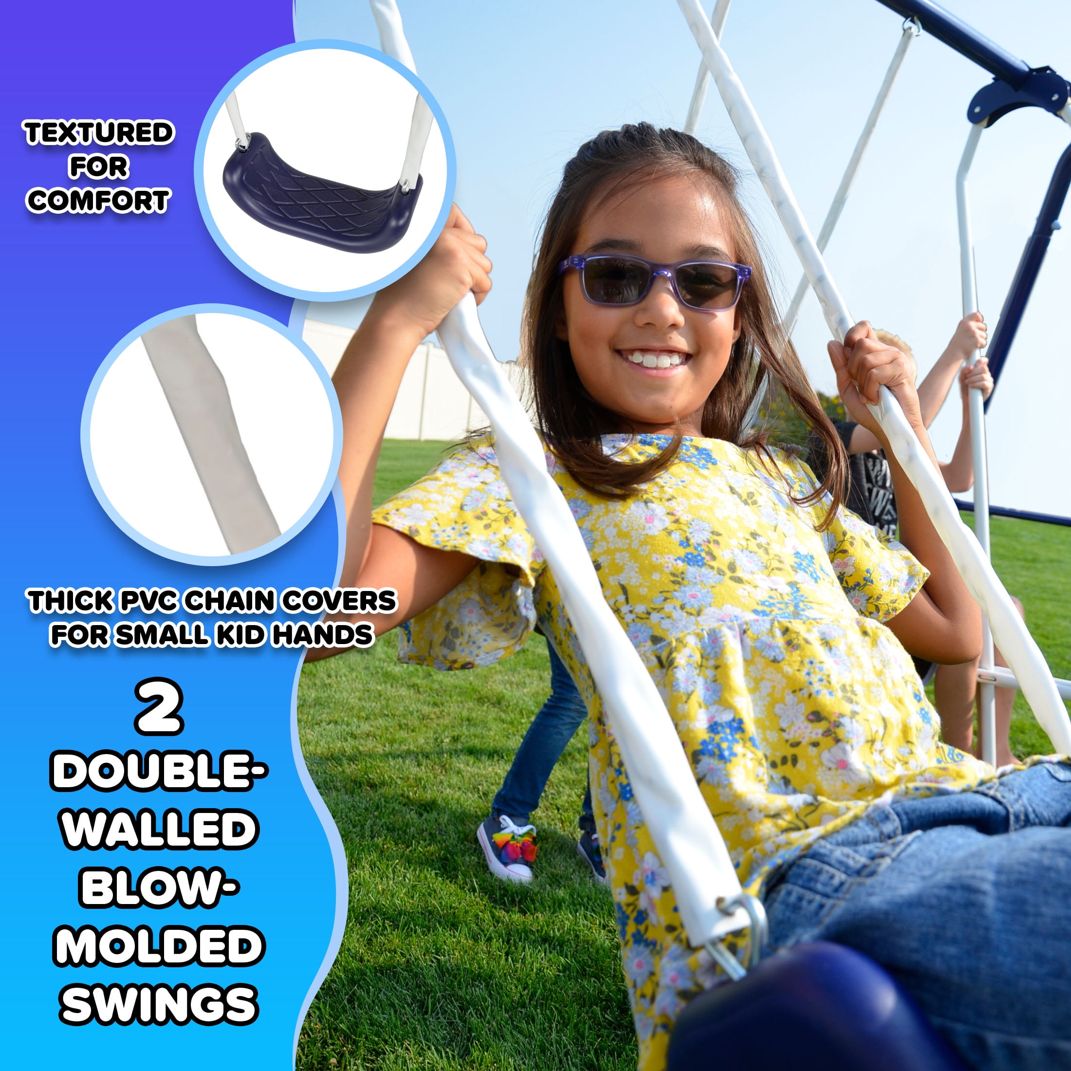 Sportspower Almansor Metal Swing Set with Glide Ride, Trampoline, and Lifetime Warranty on Blow Molded Slide, Great for Ages 3-8 - Image 2