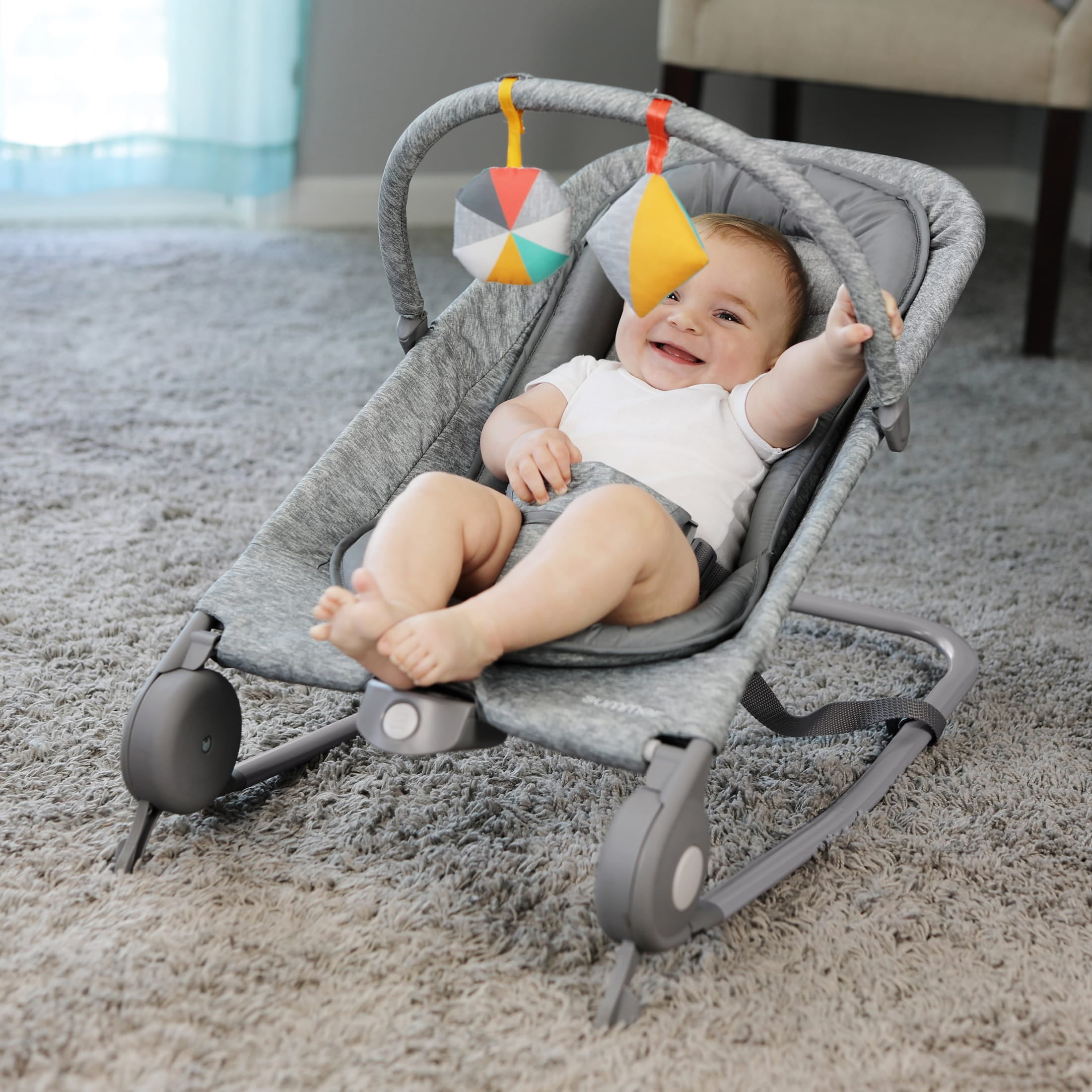 Summer by Ingenuity 2-in-1 Baby Bouncer & Rocker Duo for Infants, Light Gray Tweed - Image 7