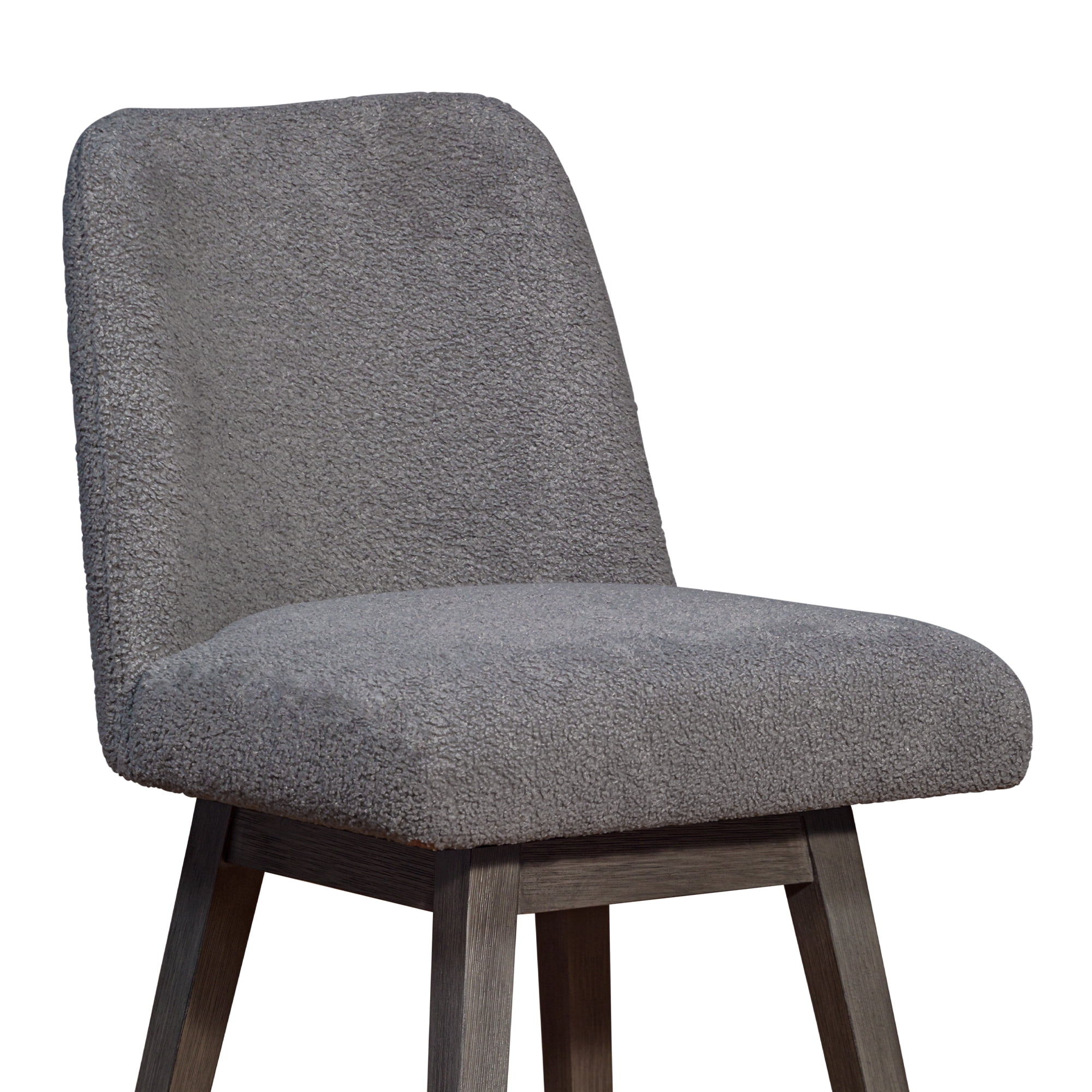 Armen Living Indoor Amalie Swivel Counter Stool in Gray Oak Wood Finish with Gray Boucle Fabric - Image 2