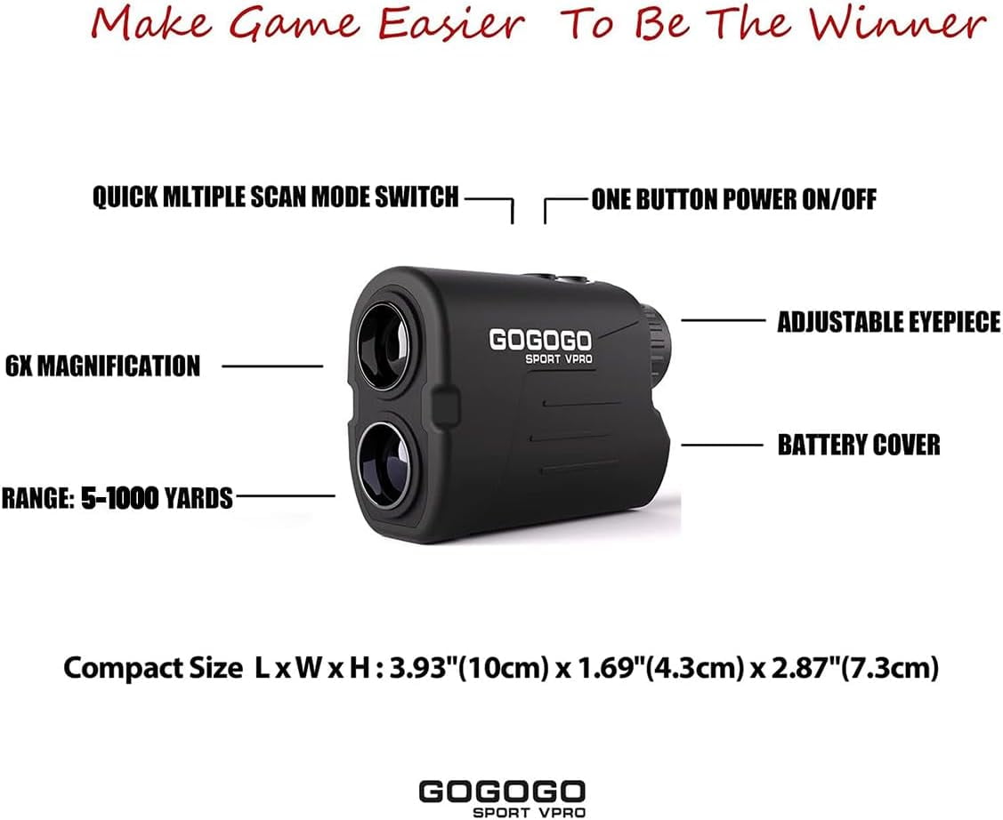 GOGOGO SPORT VPRO Golf Rangefinder with Slope, 1000 Yards Range Finder for Hunting - Image 5