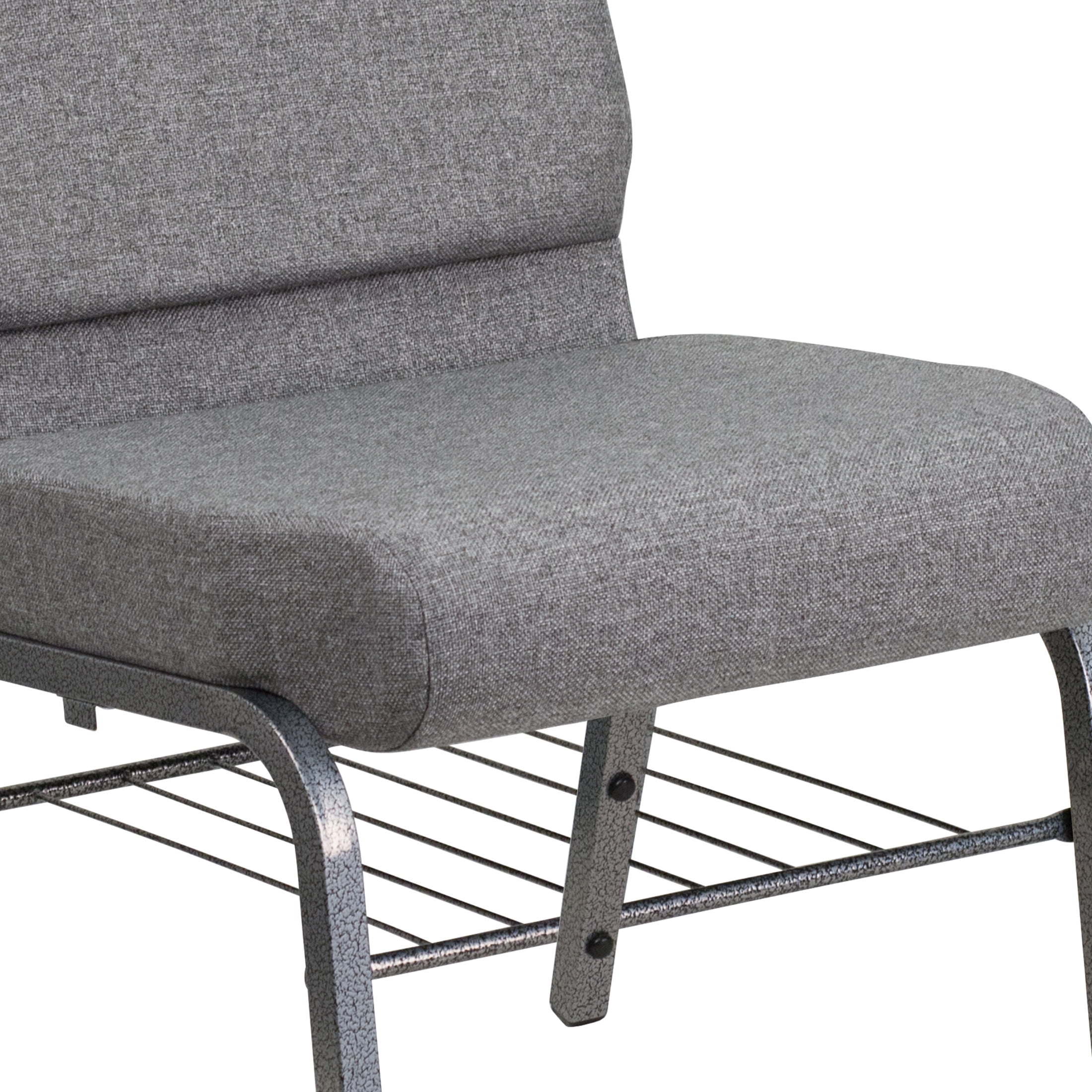 Flash Furniture Hercules Series 21"W Upholstered Adult Church Chair with Book Rack, Gray - Image 12