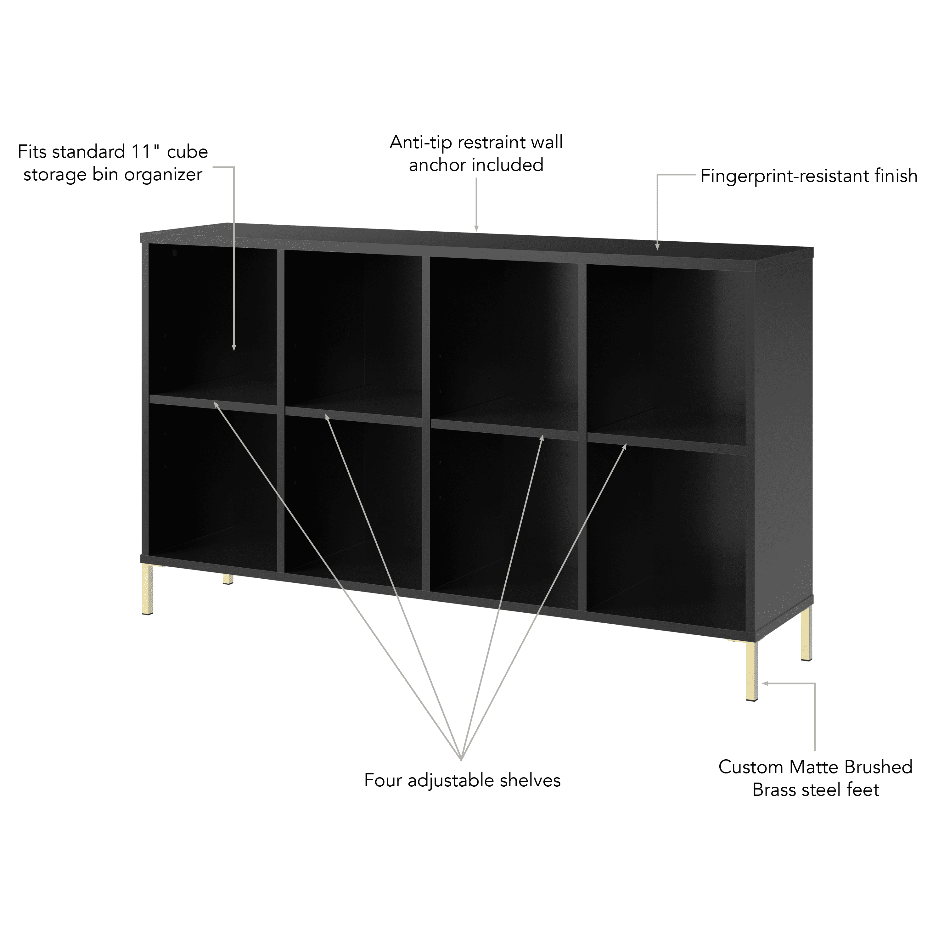 Bush Furniture Soho 8 Cube Organizer in Black - Image 4