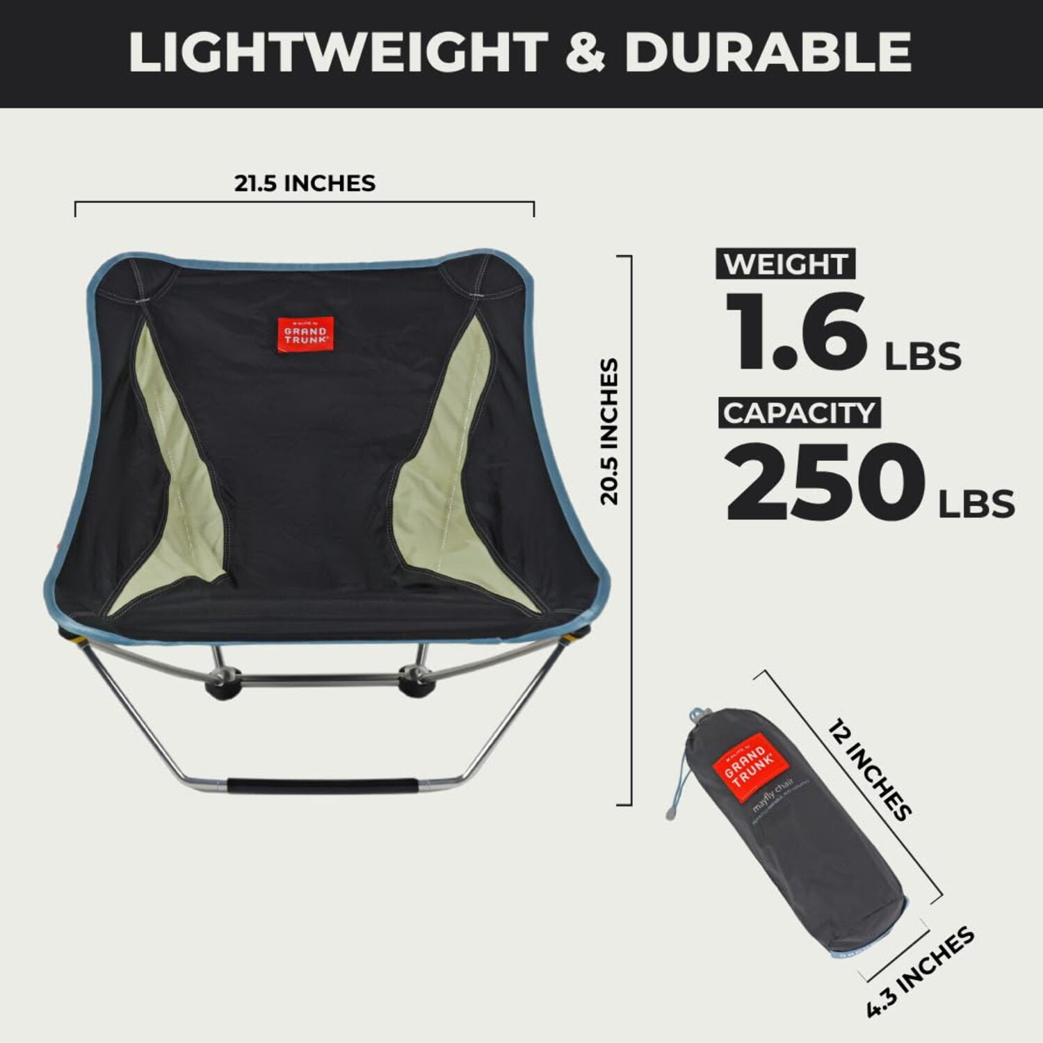 Grand Trunk Mayfly Low Profile Ground Chair – Lightweight Reclining Festival Chair with Removable Front Leg, Packs Small for Camping, Beach & Outdoor Events - Image 5