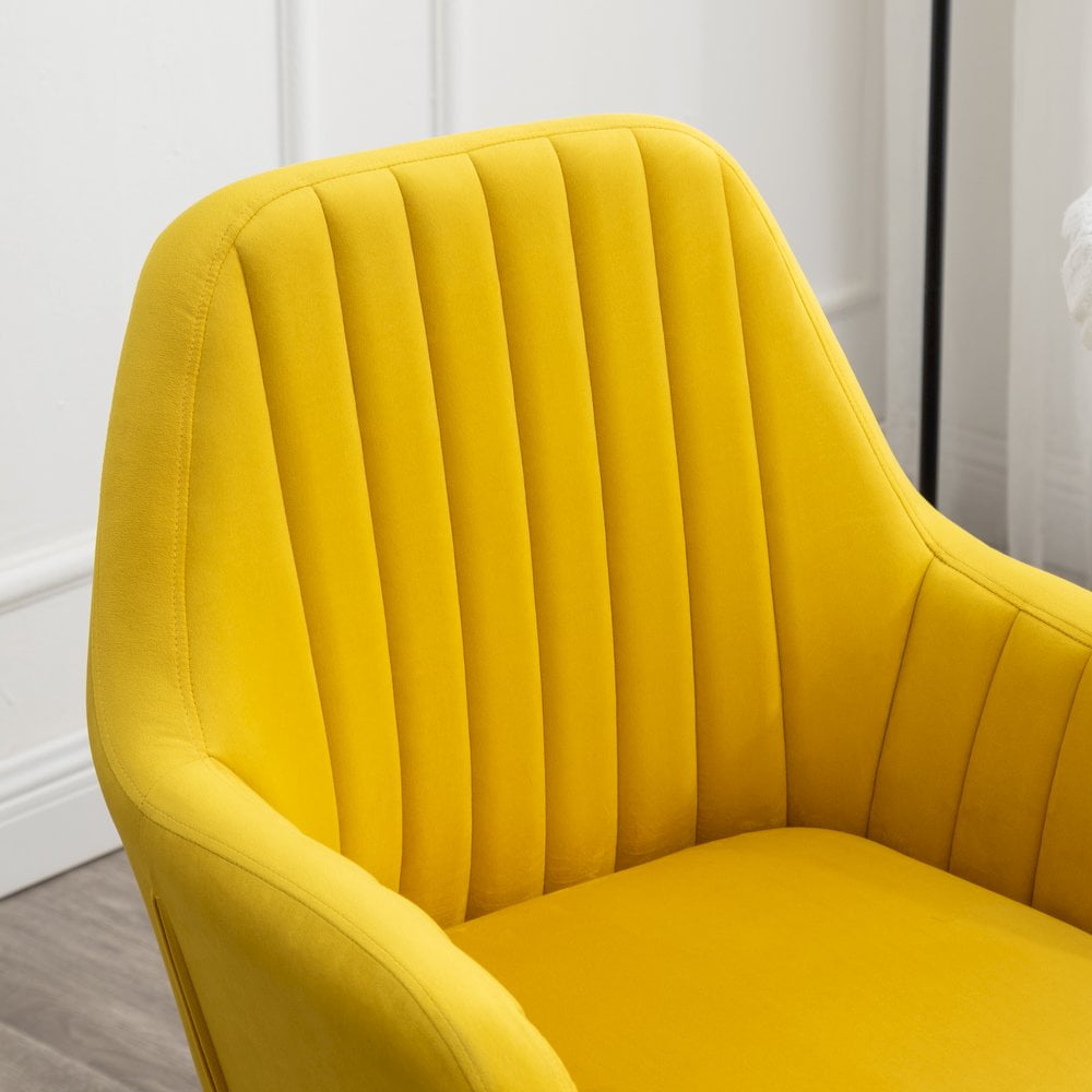 Tuchico Contemporary Velvet Upholstered Accent Chair in Yellow - Image 11