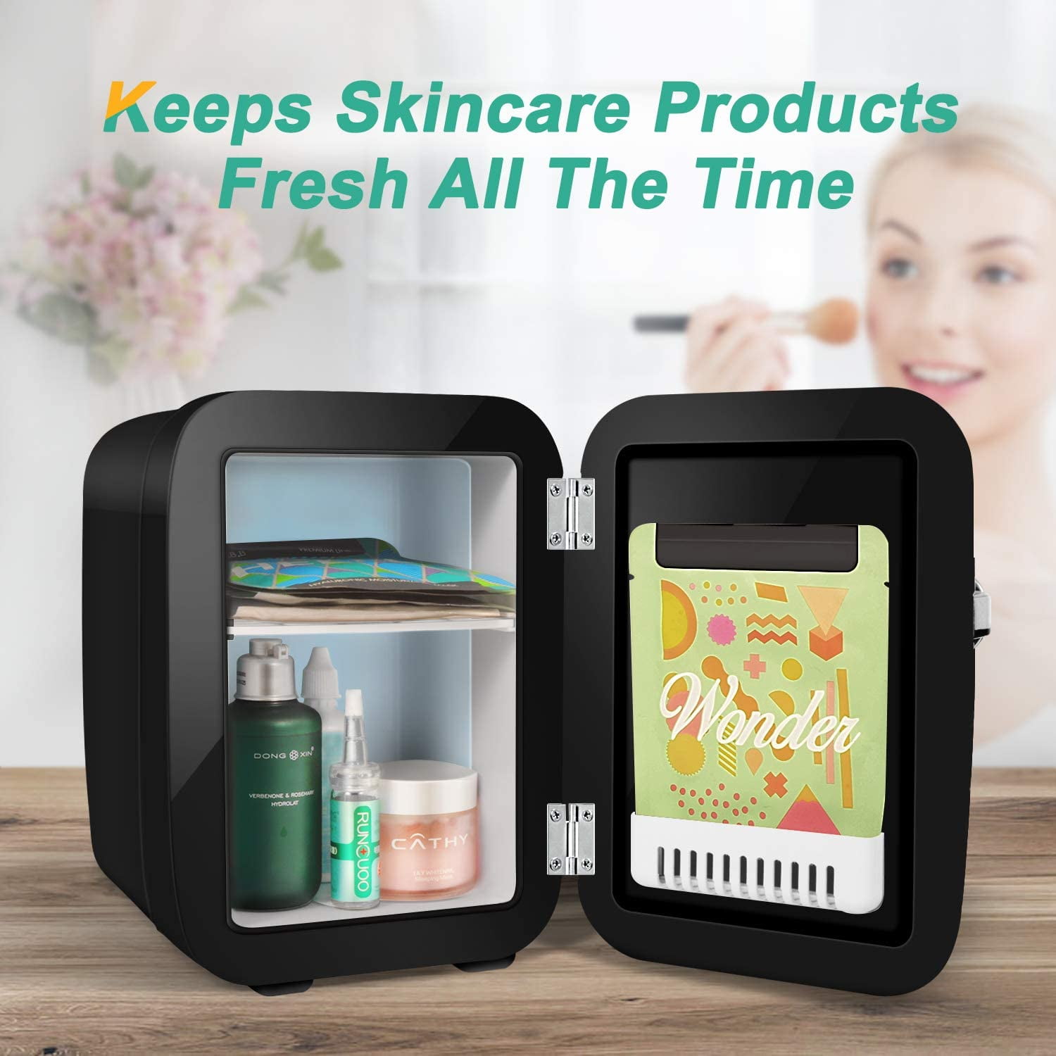 CROWNFUL Mini Fridge, 4 Liter/6 Can Portable Cooler and Warmer Personal Refrigerator, AC/DC,Black - Image 8