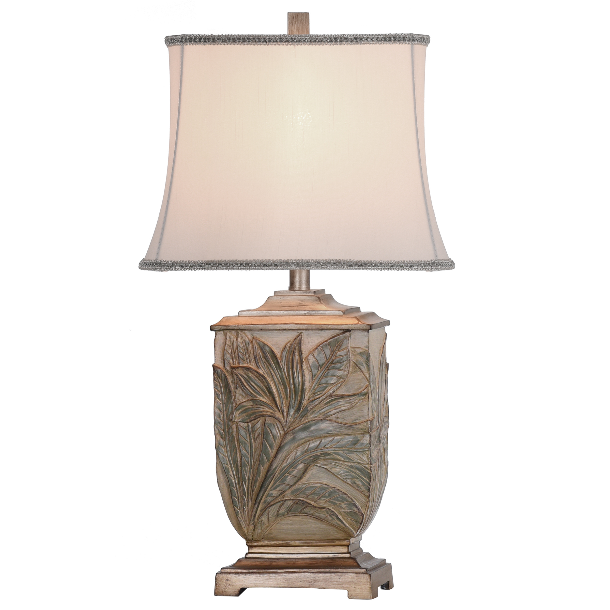 Bellevue Table Lamp - White With Brass Accents - Ivory Fabric Shade - Image 5