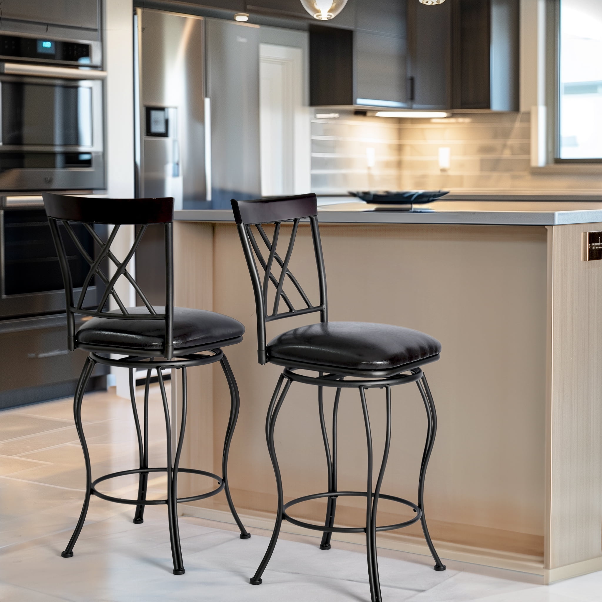 Homy Casa Swivel Bar Stools Set of 2, 26 inch Padded Stools Suitable for Bar, Kitchen, Dining - Image 3