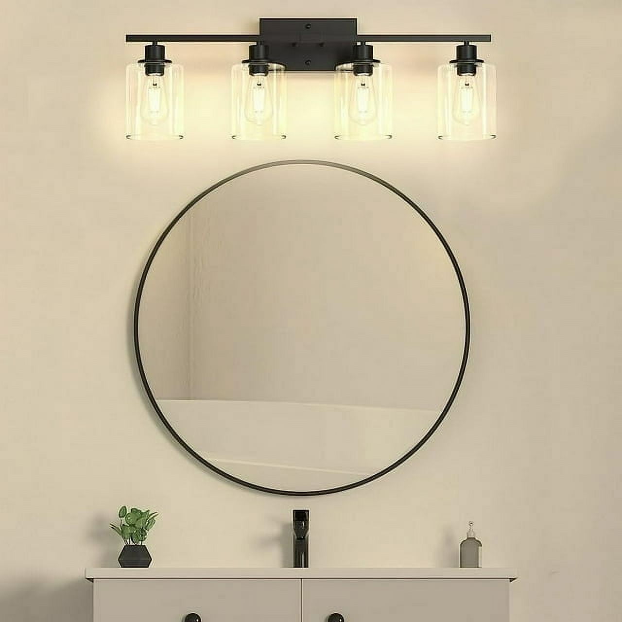 Pynsseu 4-Light LED Vanity Light with Clear Glass Shades Decor for Lighting - Image 5