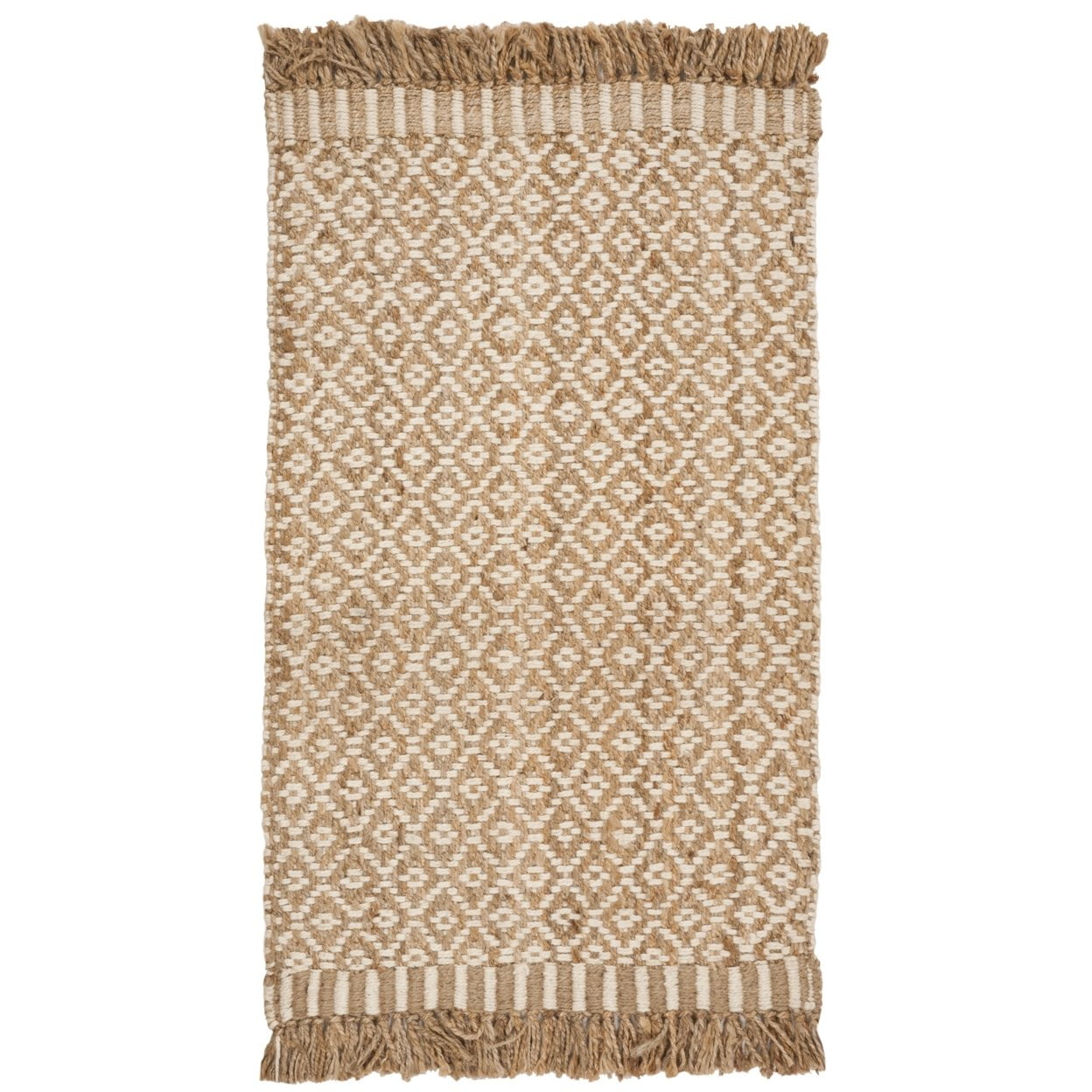 SAFAVIEH Natural Fiber Johanna Geometric Jute Area Rug, Natural/Ivory, 5' x 8' - Image 4