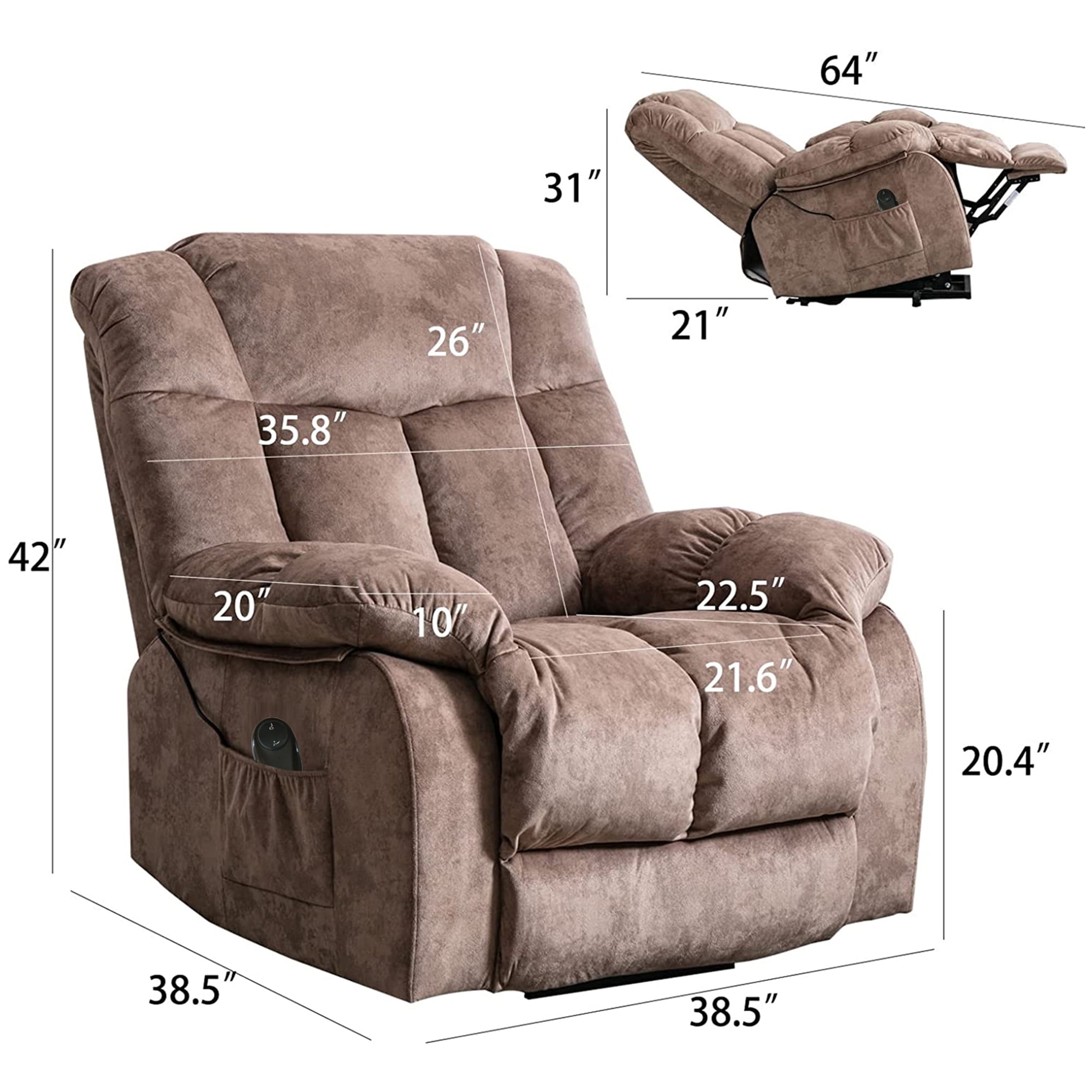 Large Power Lift Recliner Chair for Elderly, Overstuffed Wide Recliners for Adults, Heavy Duty Recliner Sofa and Safety Motion Reclining Mechanism,300lb Capacity,Camel - Image 4