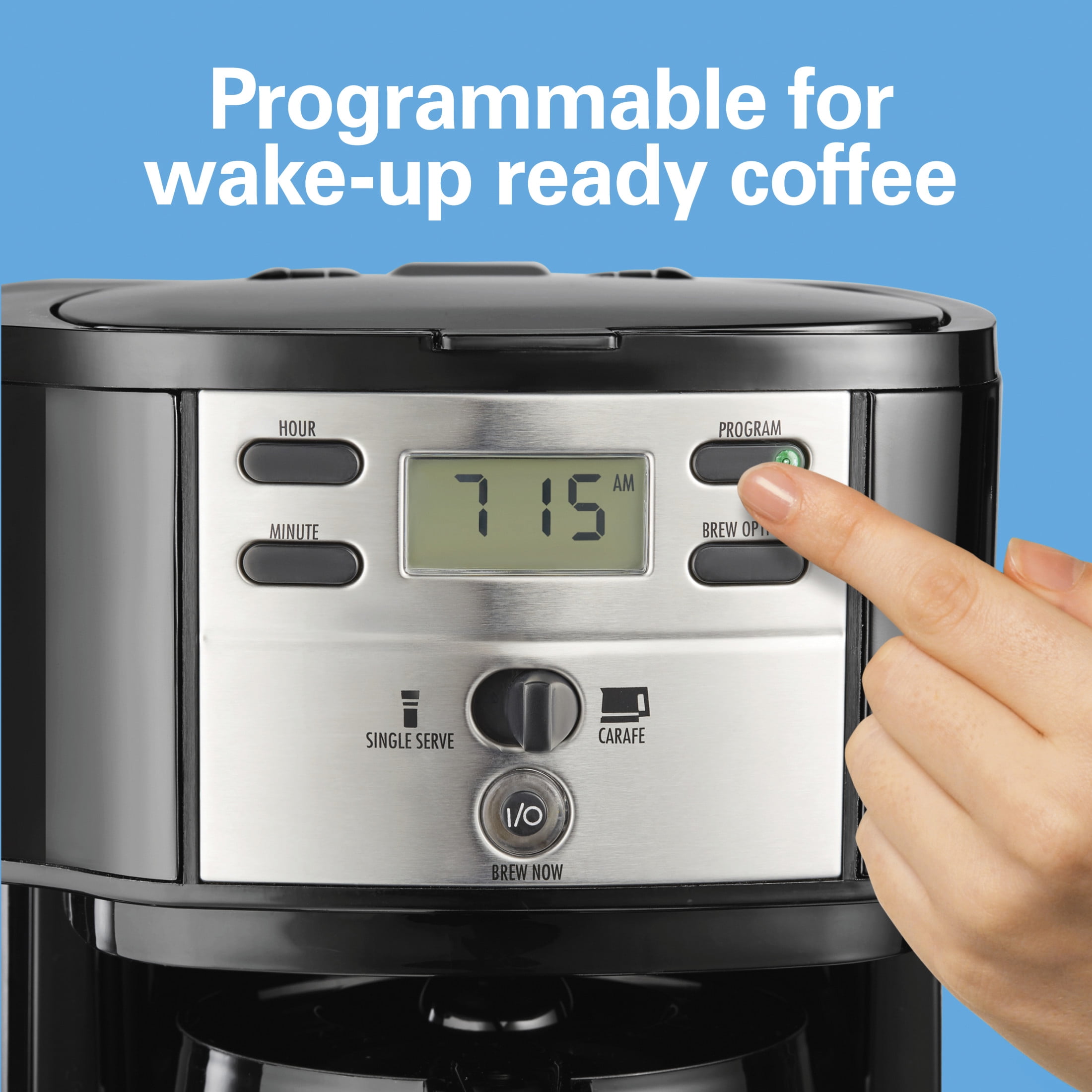 Hamilton Beach 2-Way Programmable Coffee Maker, Single Serve Coffee Maker & 12-Cup Coffee Pot, Black - Image 2