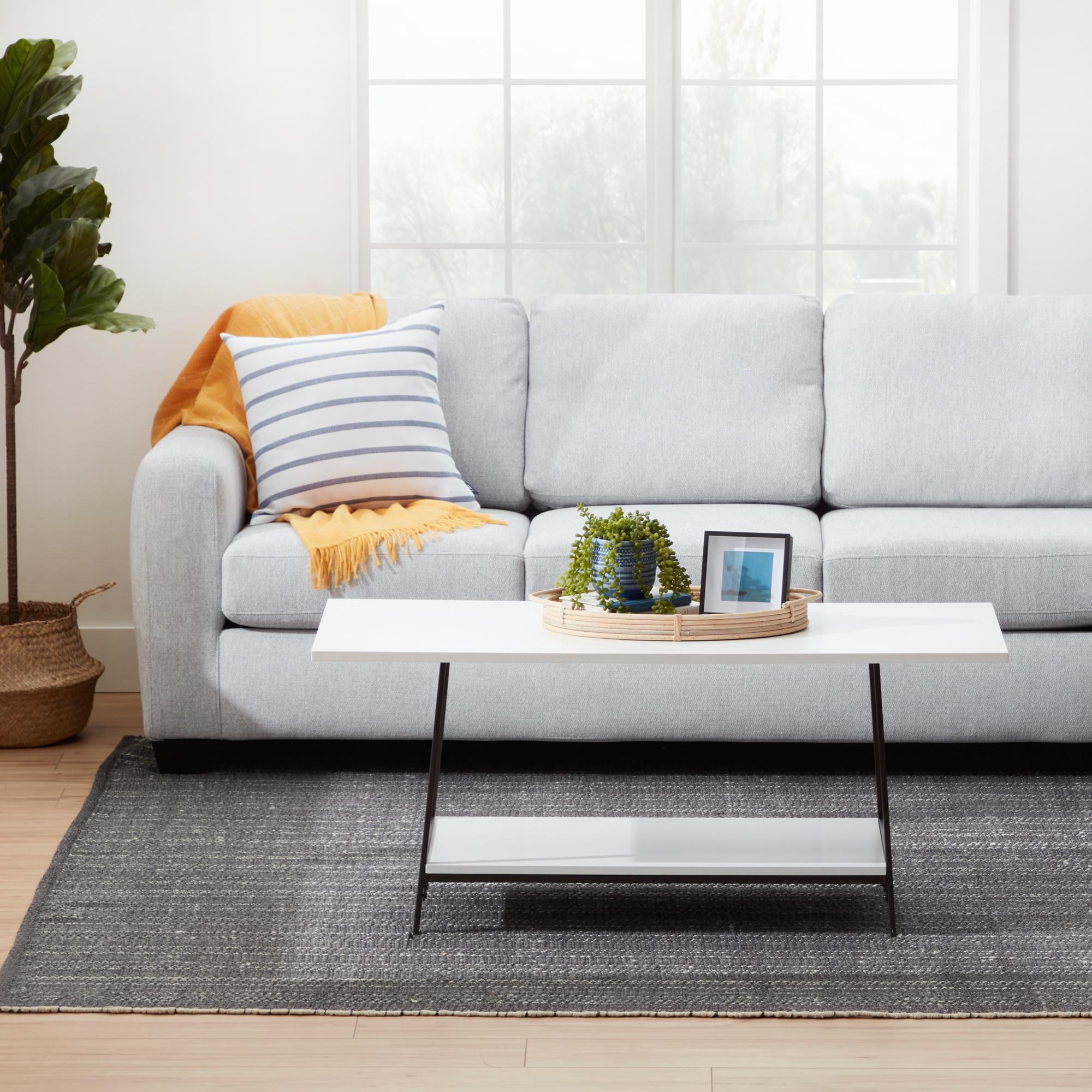 Gap Home Wood and Metal Rectangle Coffee Table, Whitewash Oak - Image 8