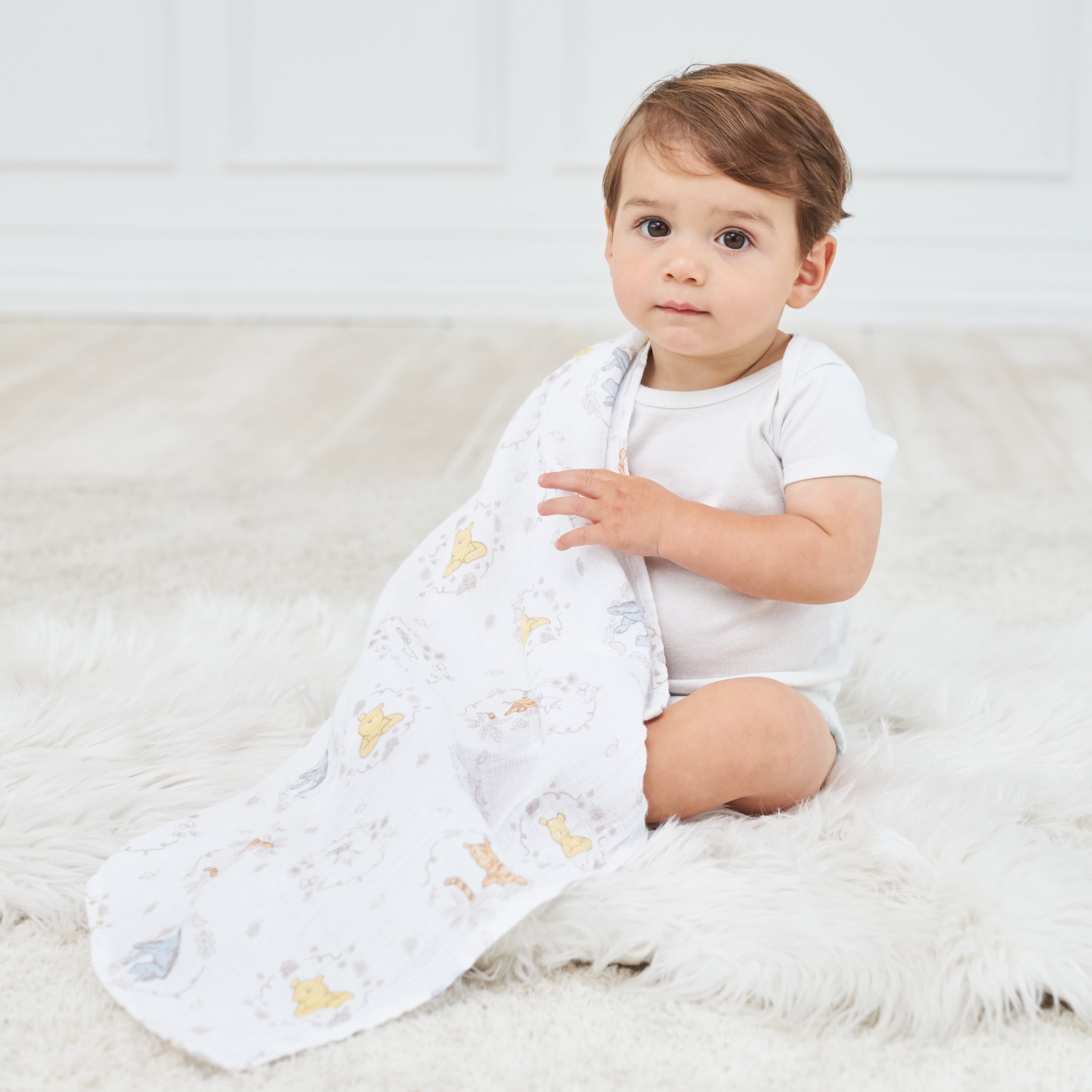aden + anais x Disney Baby, Cotton Muslin Swaddle Blanket, Winnie the Pooh, Unisex, Infants, 4-Pk - Image 2