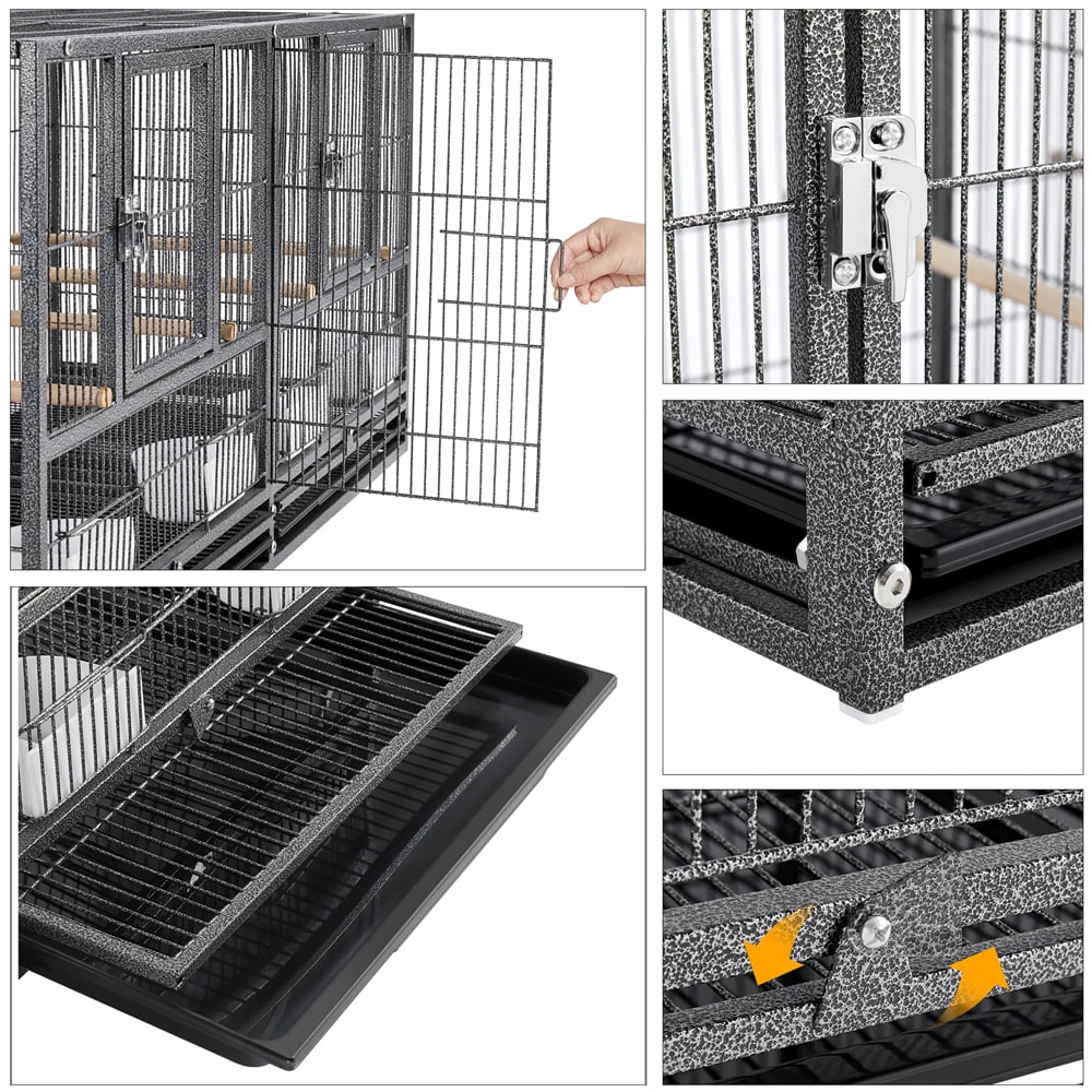 Alden Design 18" H Stackable Divided Breeder Meatal Bird Cage for Small Birds, Black - Image 2