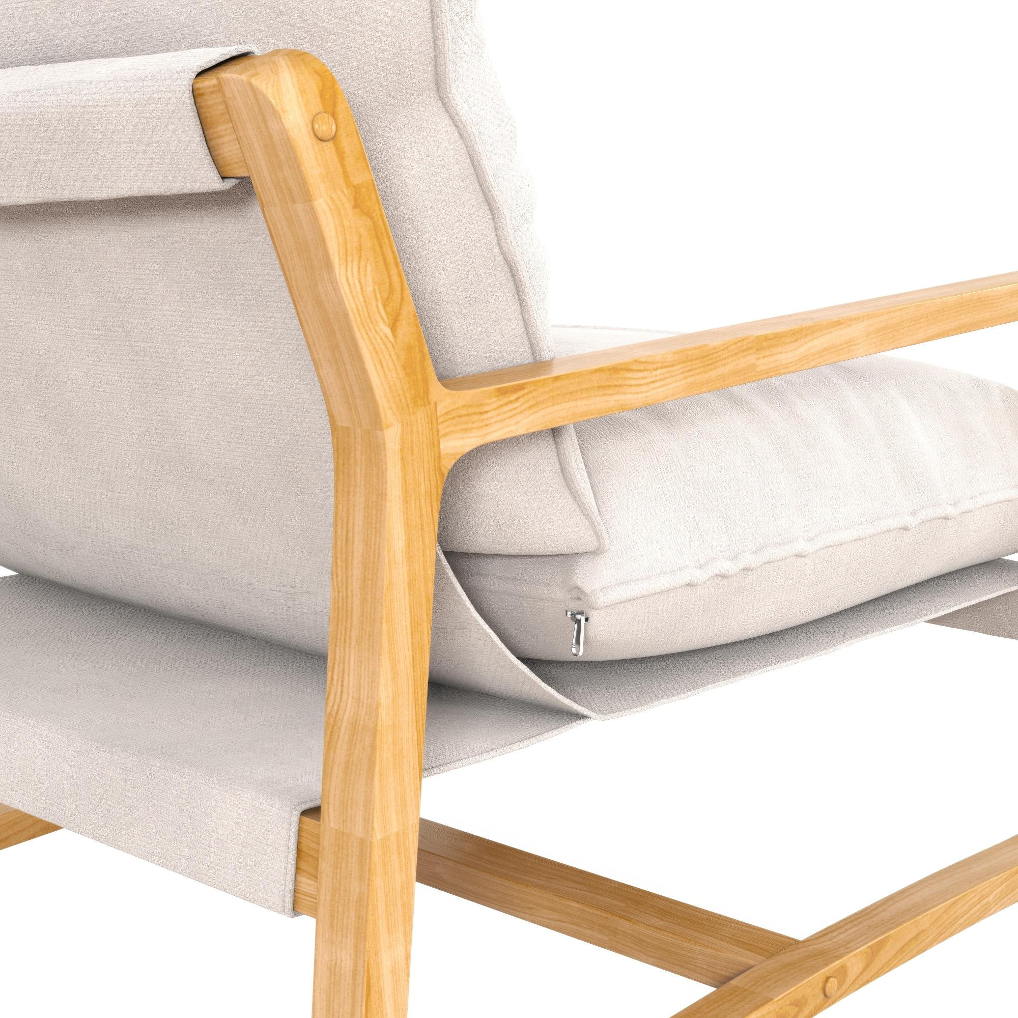 Better Homes & Gardens Wooden Ezra Sling Accent Chair, Cream Linen - Image 11