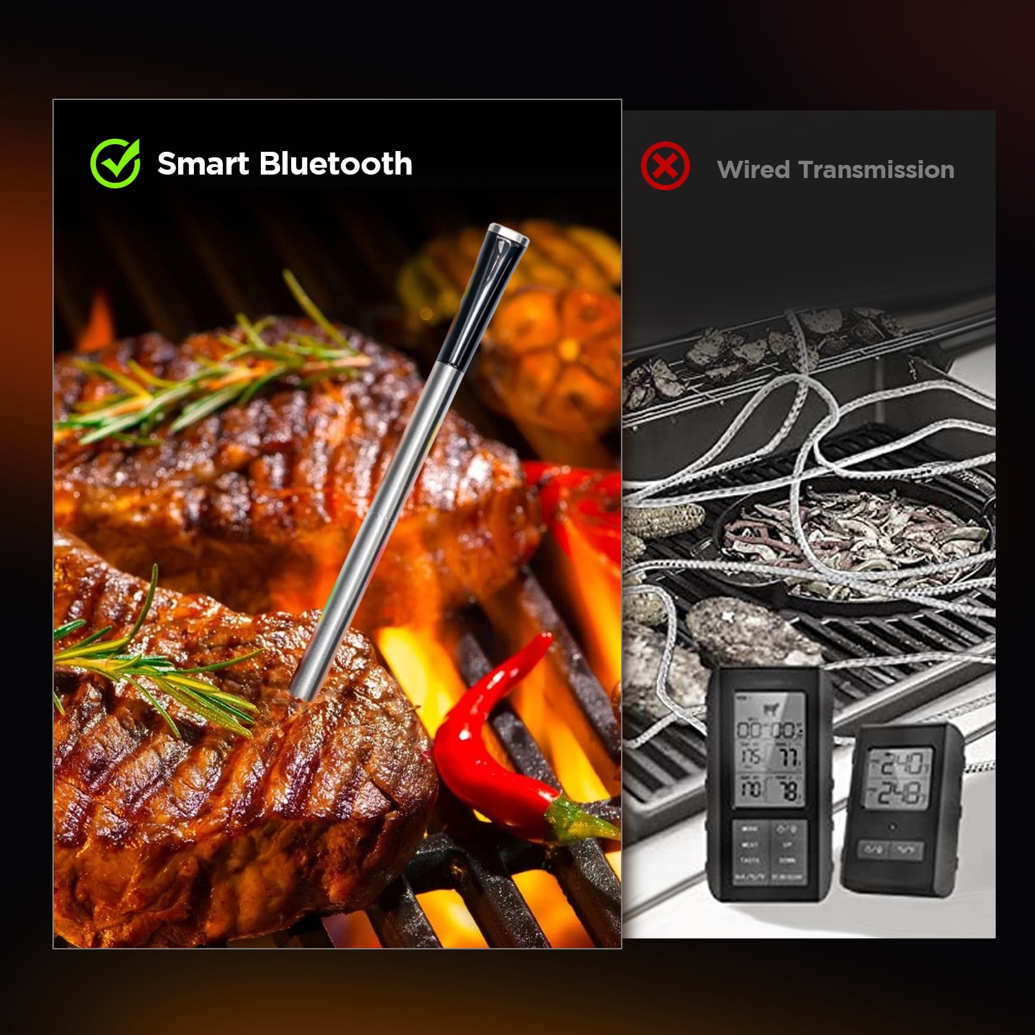 Smart Wireless Meat Thermometer - Bluetooth Digital Food Cooking Thermometer APP Control Kitchen Thermometer for Oven Grill BBQ Smoker - Image 3
