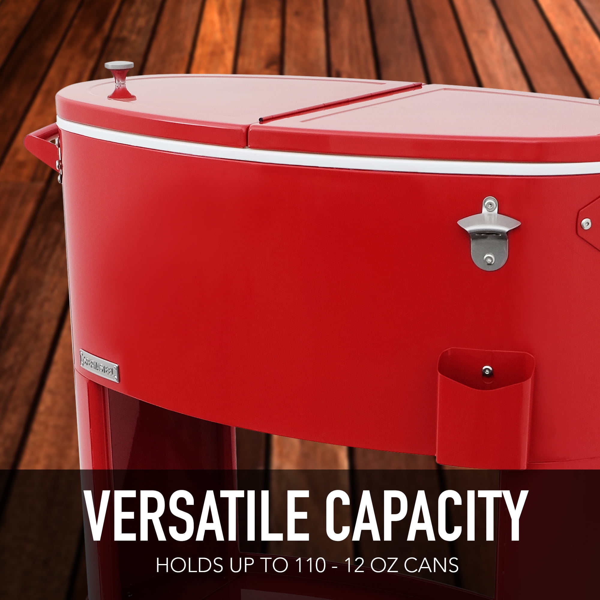 Permasteel 80-Qt Sporty Outdoor Rolling Patio Cooler with Wheels and Handles, Cooler Cart, Red - Image 11