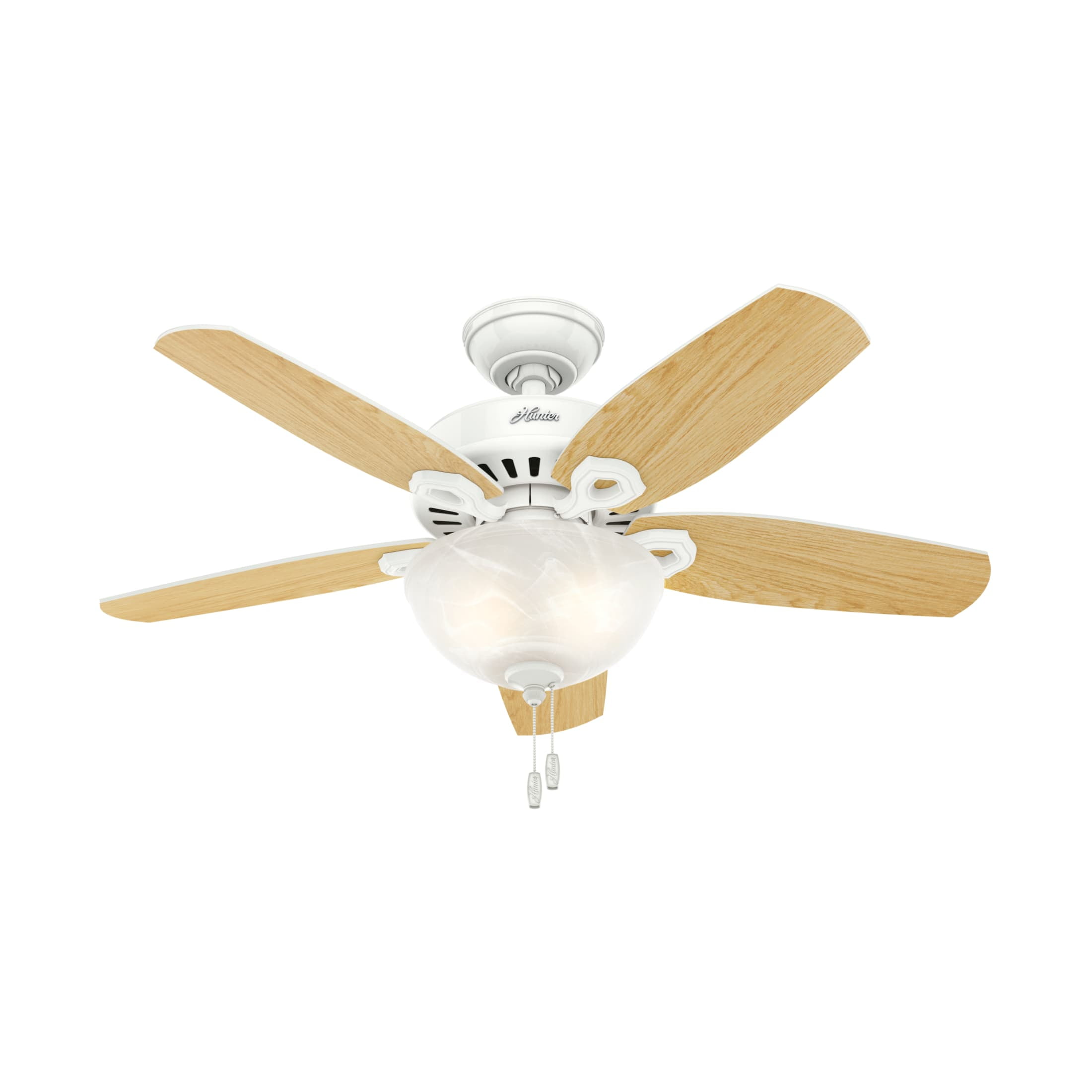 Hunter 42 inch Indoor Ceiling Fan with LED Light - White Ceiling Fan with Pull Chain, For Bedroom or Living Room, Standard Mount, No Remote, 5 Blades, Includes Bulbs - Builder 52217, Snow White - Image 6