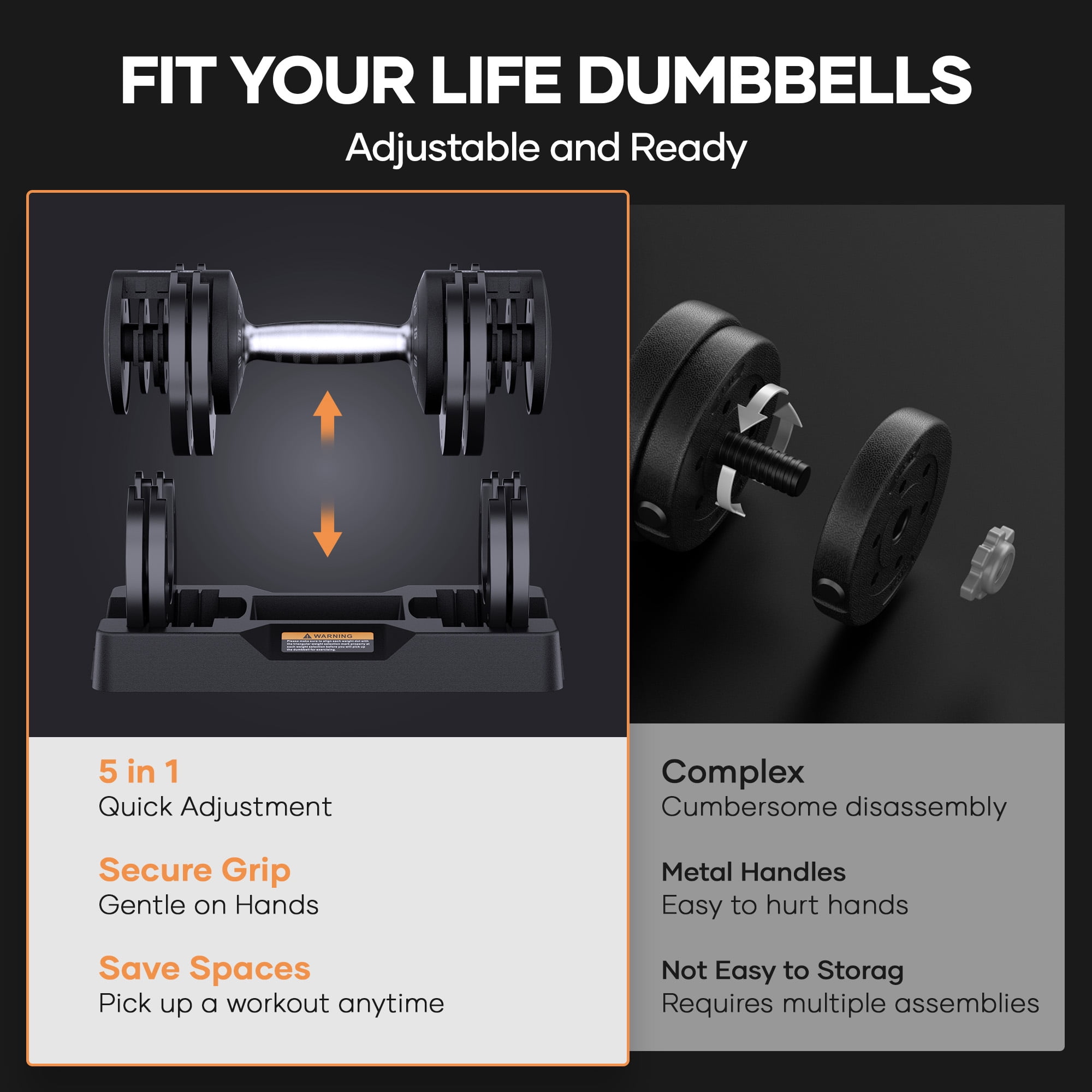 Naipo Adjustable Dumbbell 25lb Weights Dumbbells with Anti-slip Handle Home Gym Exercise Equipment Weights for Women at Home Workout - Image 10