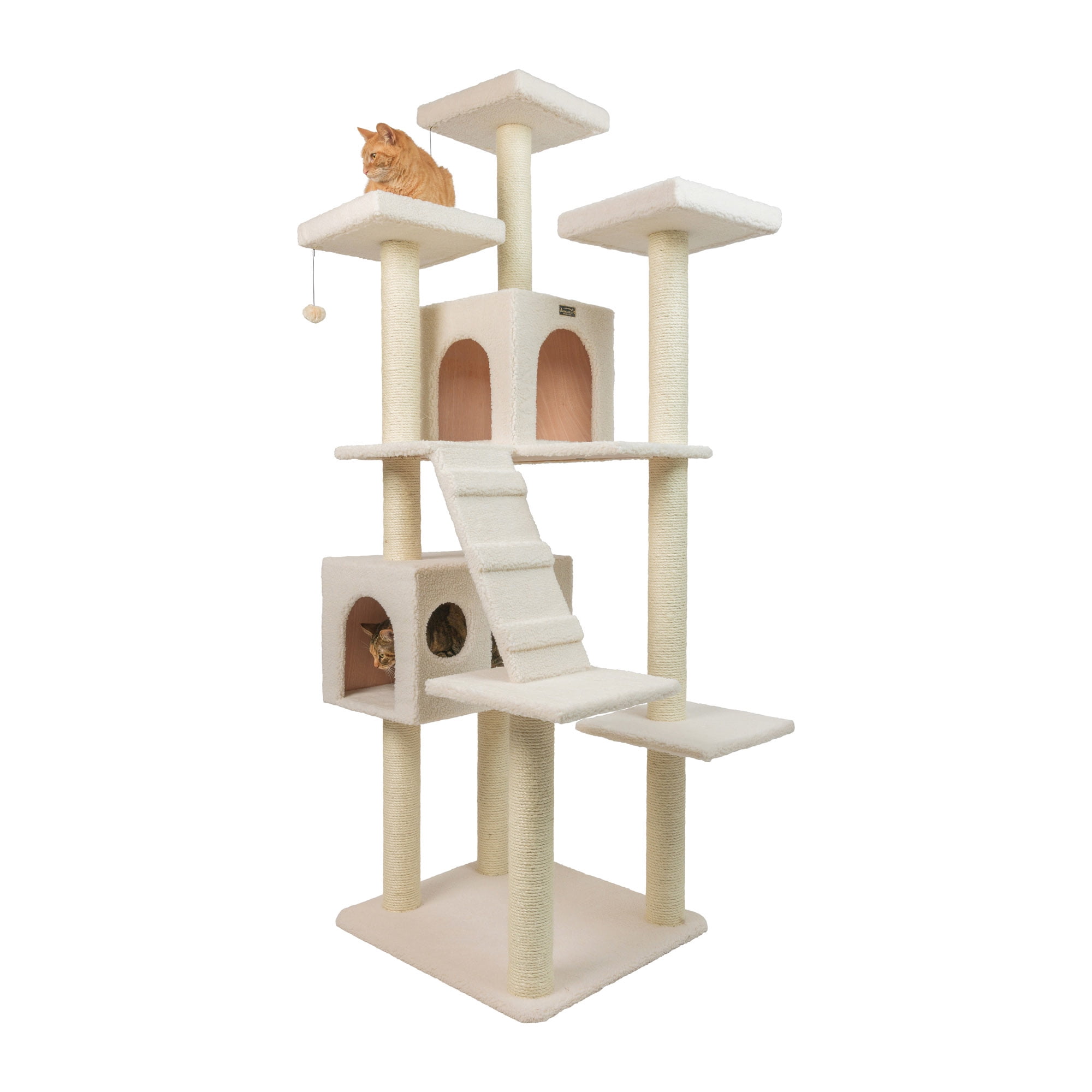 Armarkat 77-in real wood Cat Tree & Condo Scratching Post Tower, White - Image 8