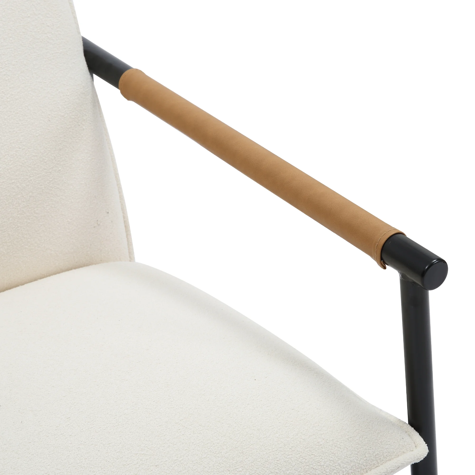 Nathan James Omel Lounge Reading Chair, Modern Living Room Accent Chair with Metal Frame and Boucle Upholstery, White/Black - Image 2