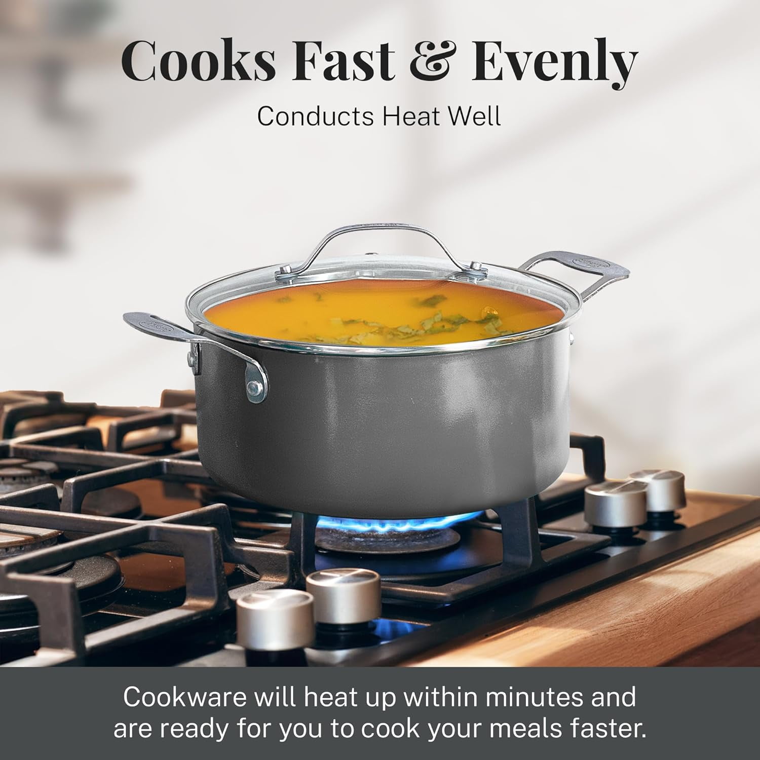 Gotham Steel Pro 8 Pc Nonstick Pots and Pans set Non Stick, Hard Anodized Ceramic Cookware Set Nonstick with Frying Skillet, Saucepan, Oven & Dishwasher Safe, Copper - Image 5