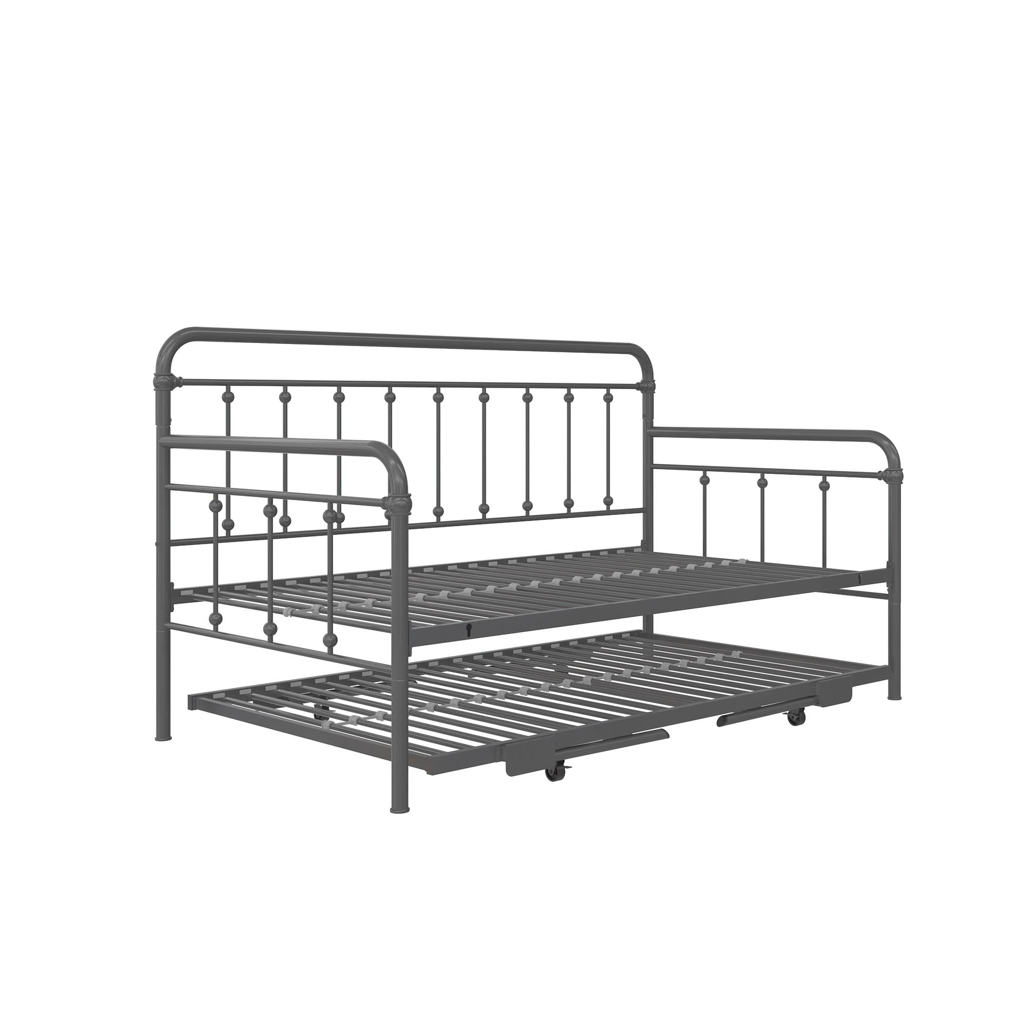 DHP Locky Metal Daybed with Pop Up Trundle Bed, Twin over Twin, Gunmetal Gray - Image 3