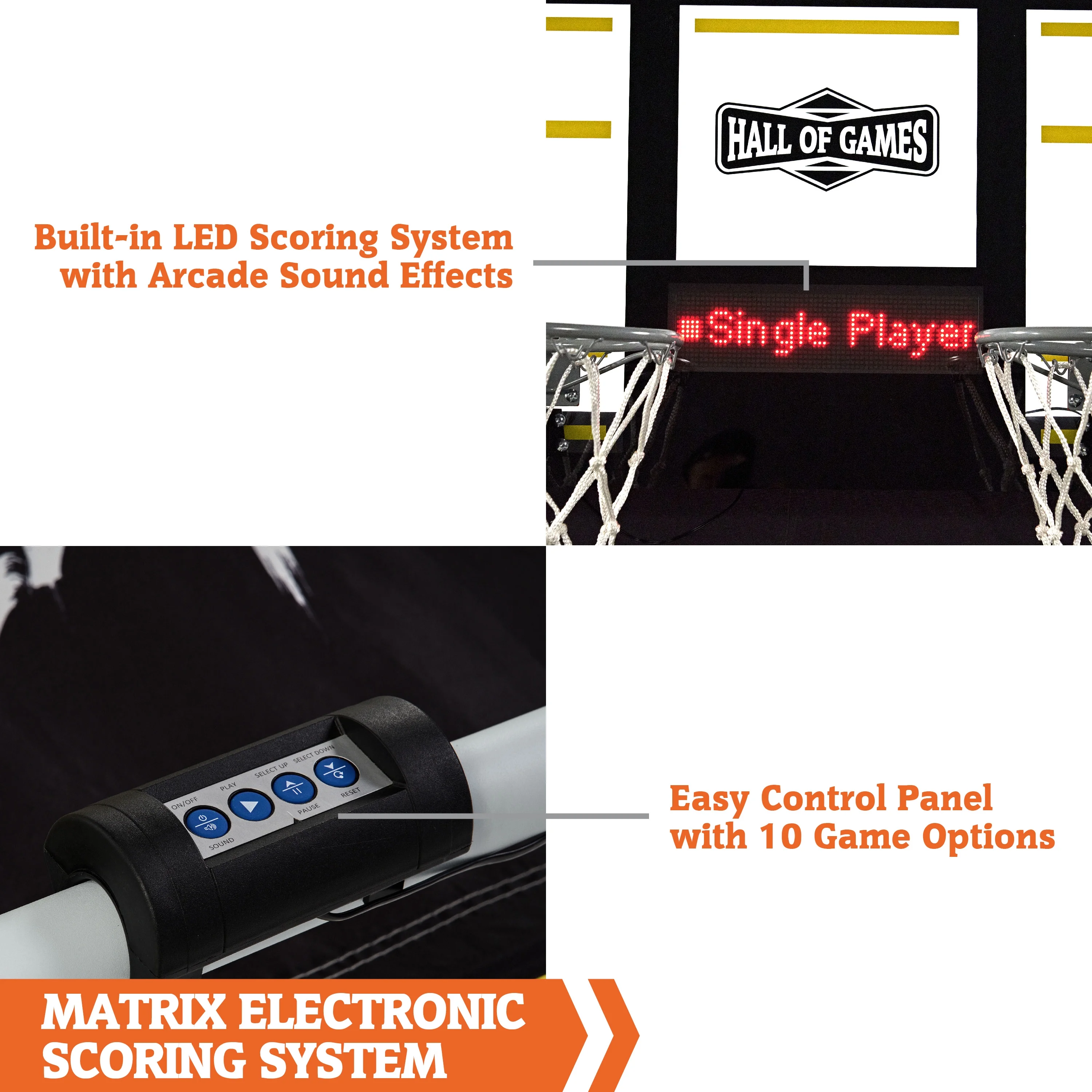 Xtra Long Shot Arcade Basketball Game Indoor, 92 in Tall Electronic Basketball Game by Hall of Games - Image 3