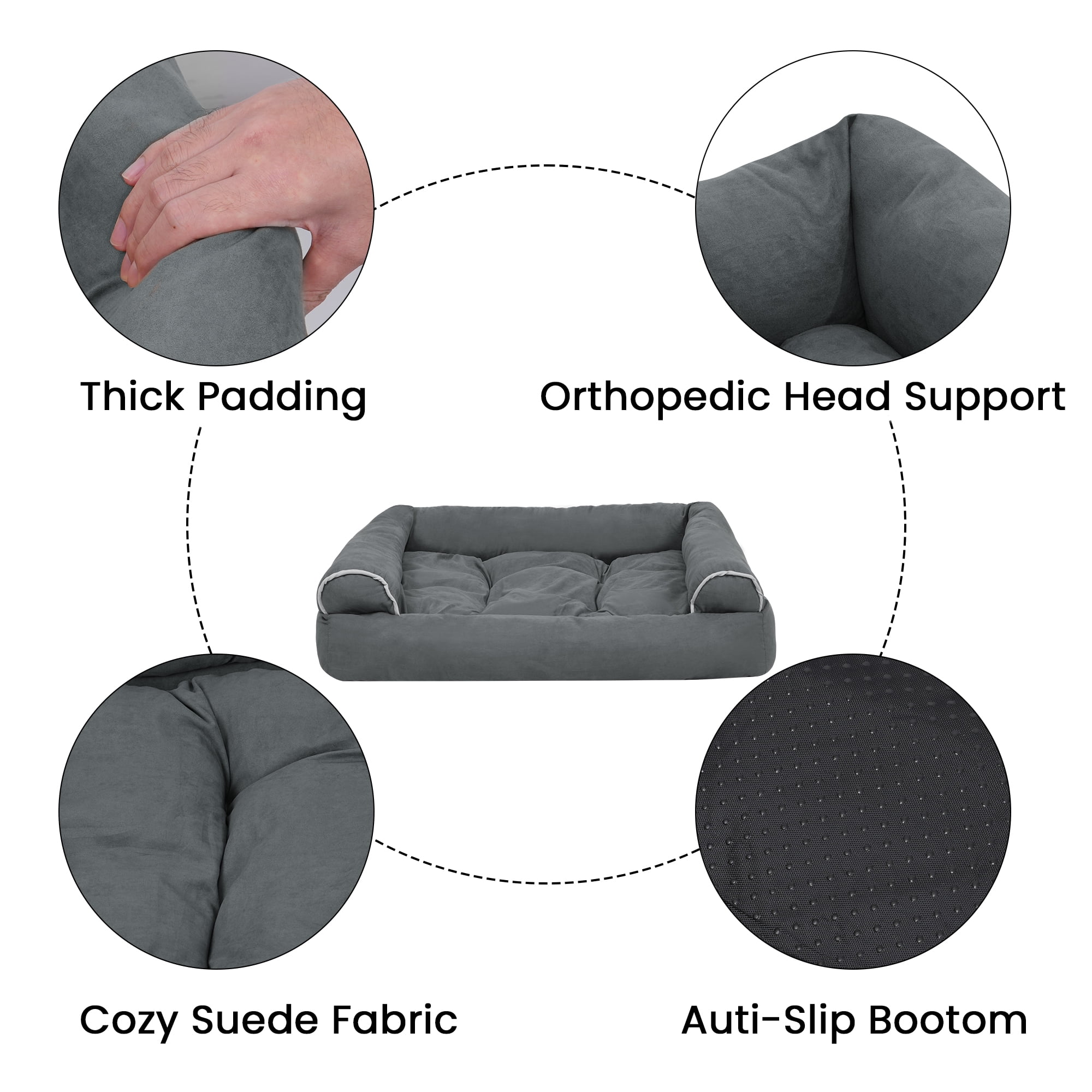 ZUPOX Orthopedic Dog Beds for Large Dogs, Waterproof Dog Bed with Removable Cover and Non-Slip Bottom, Large Dog Bed for Small Medium Large Dogs, Grey - Image 9