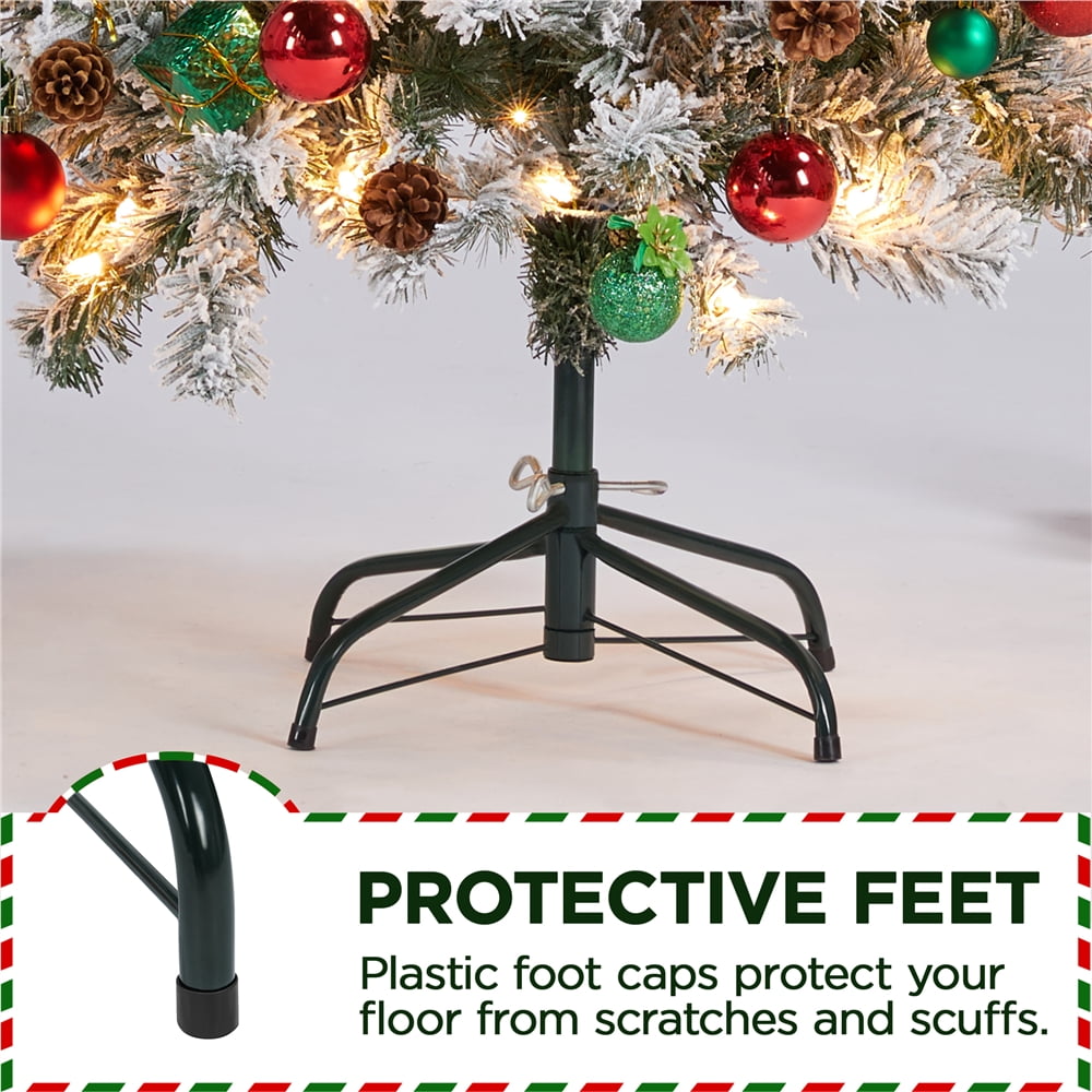 Renwick 6ft Prelit Flocked Pencil Christmas Tree with Foldable Stand, Green - Image 9