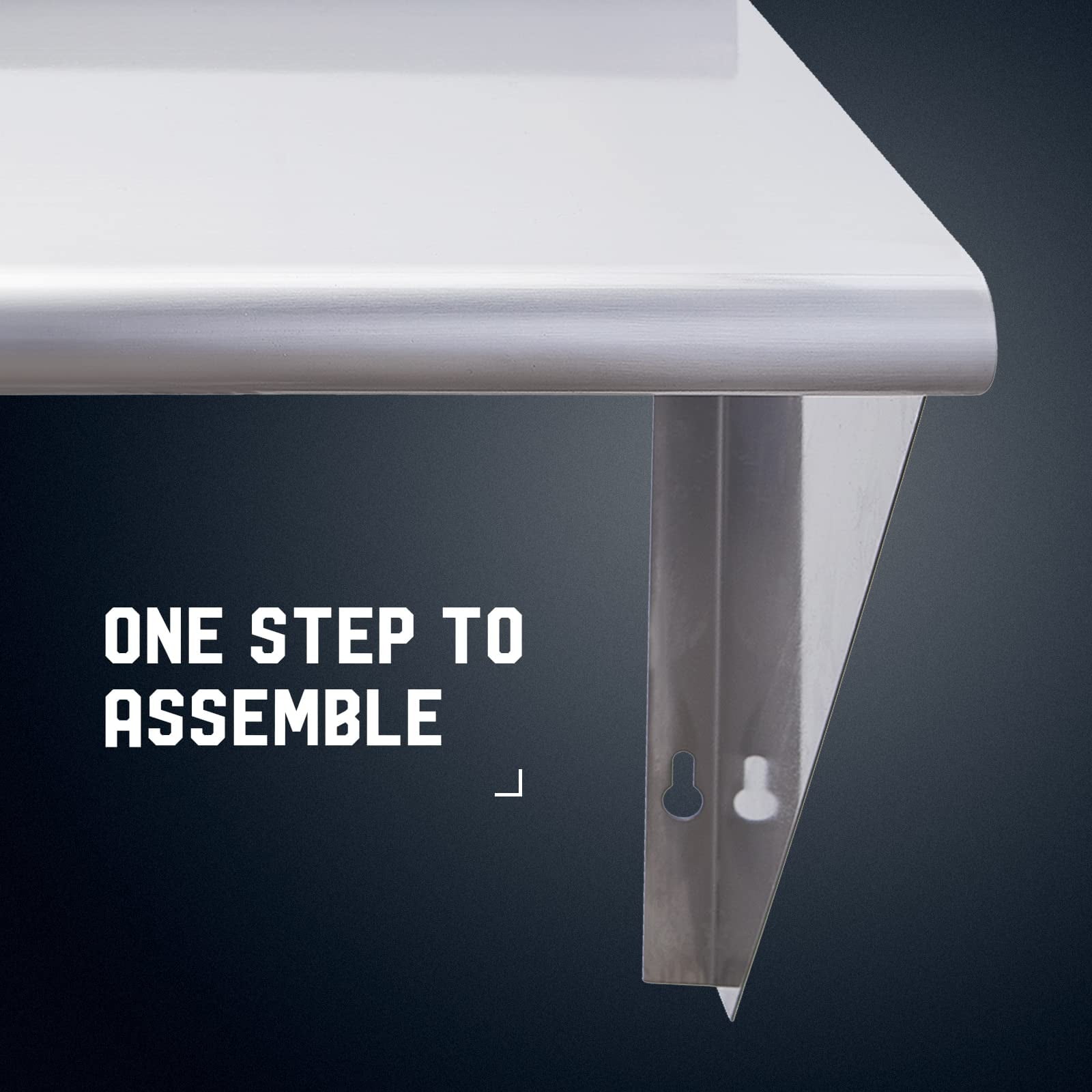 Profeeshaw 14" x 72" 450 lb Commercial NSF Stainless Steel Shelf Wall Mount Floating Shelving - Image 7