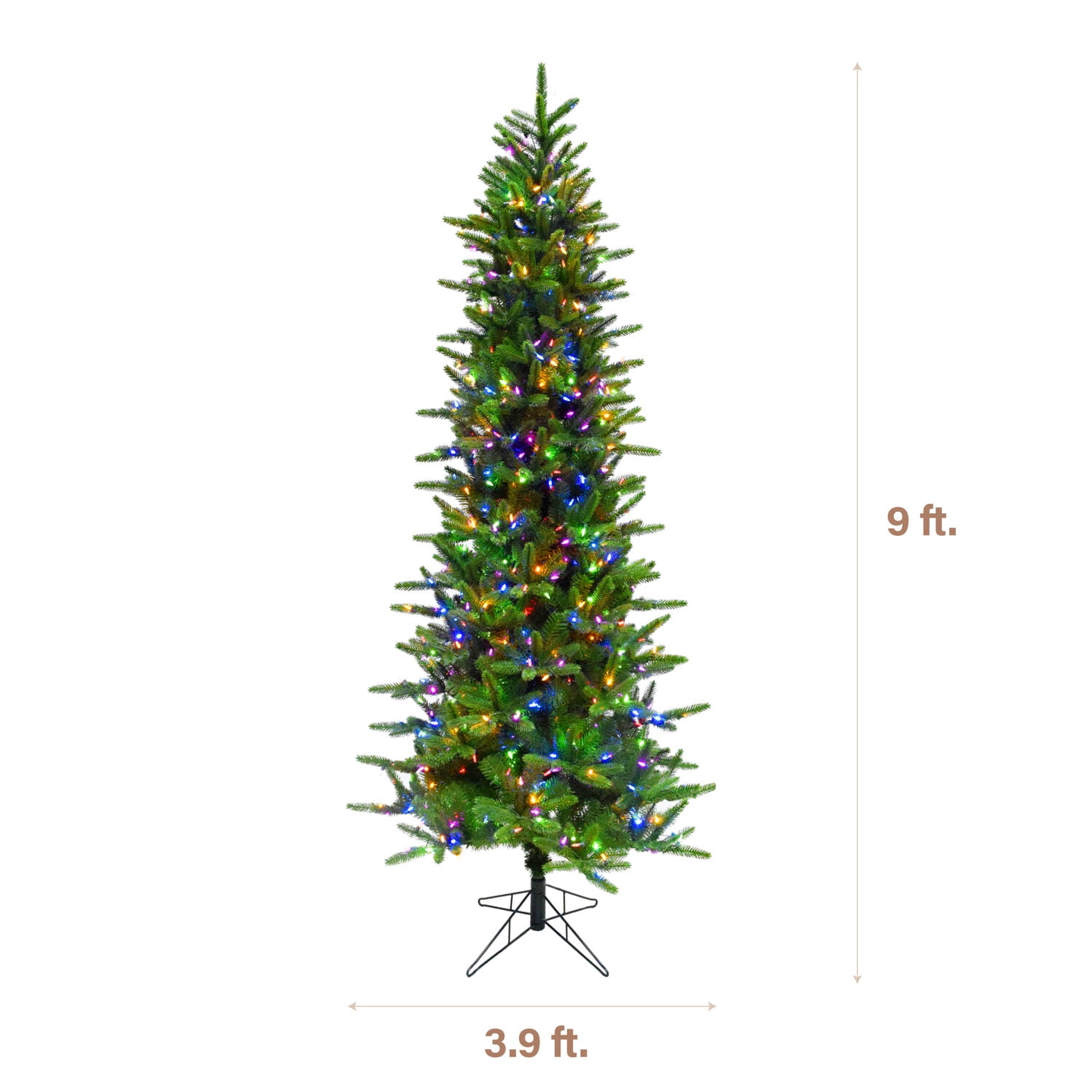 Fraser Hill Farm 9-Ft. Carmel Pine Slim Artificial Christmas Tree with Dual Multicolor & Warm White LED Lights, FFCP090-6GR - Image 7