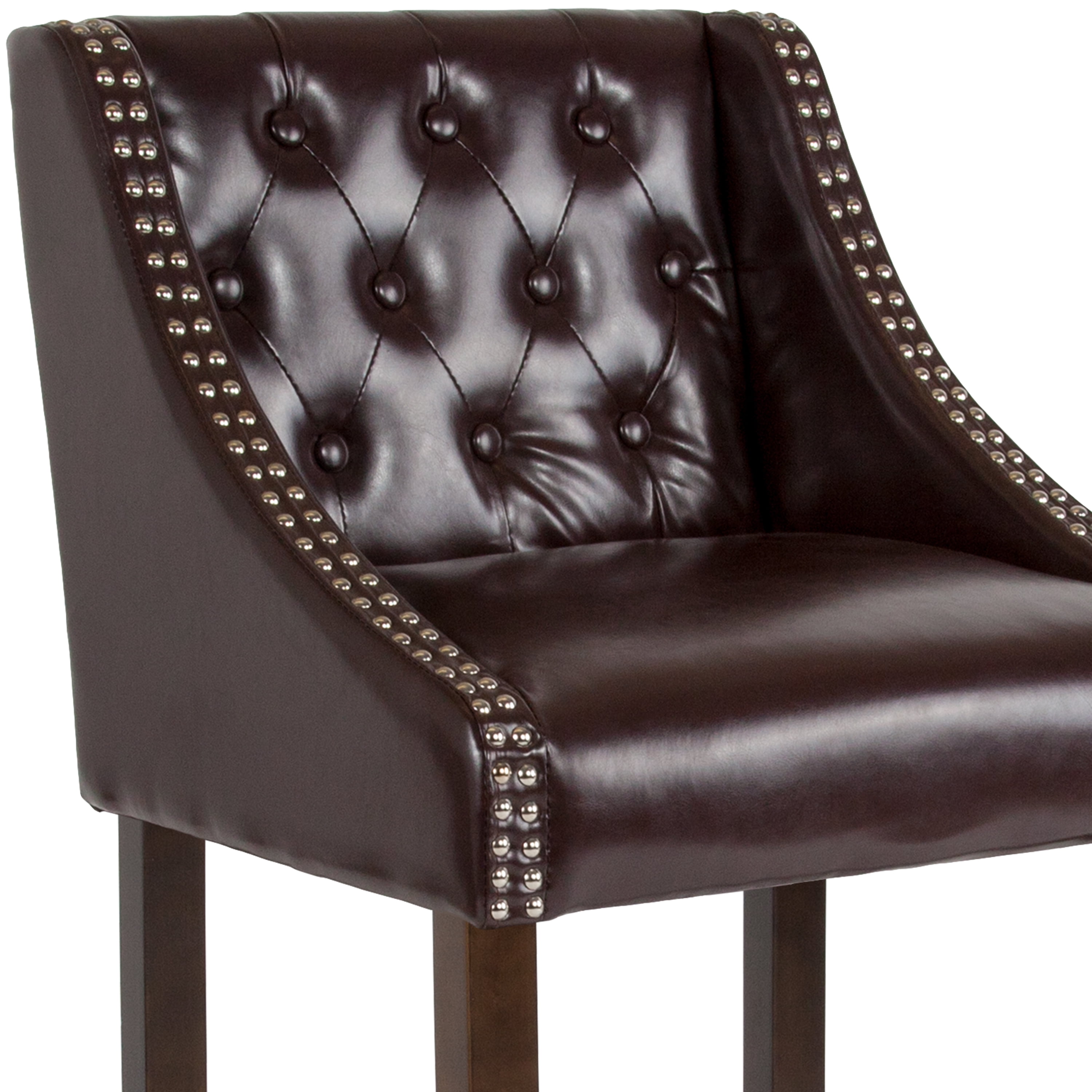Flash Furniture Carmel Series Tufted Bar Stool Nailhead Trim, Brown LeatherSoft - Image 10