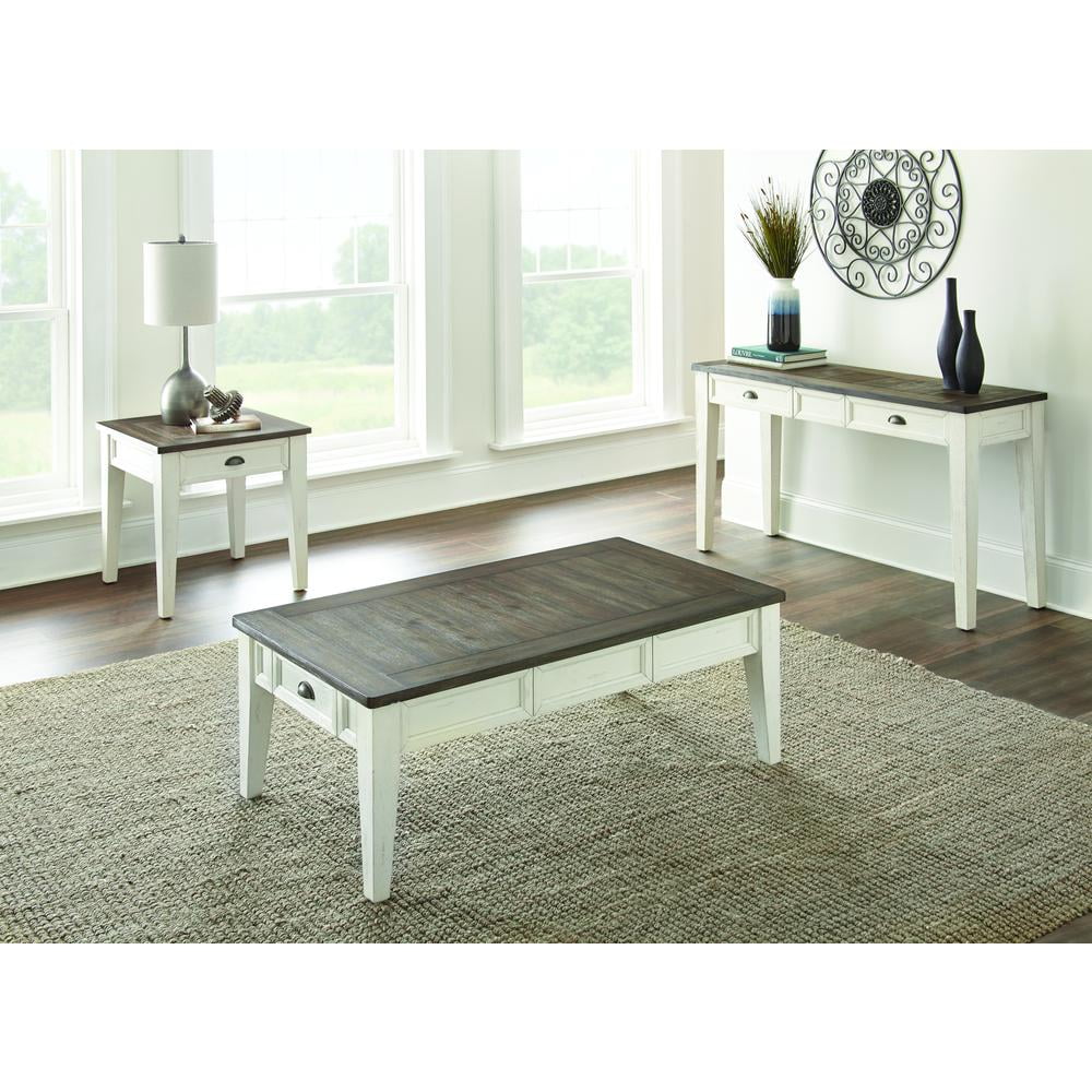 Cayla 1 Drawer End Table in Dark Oak and White - Image 2