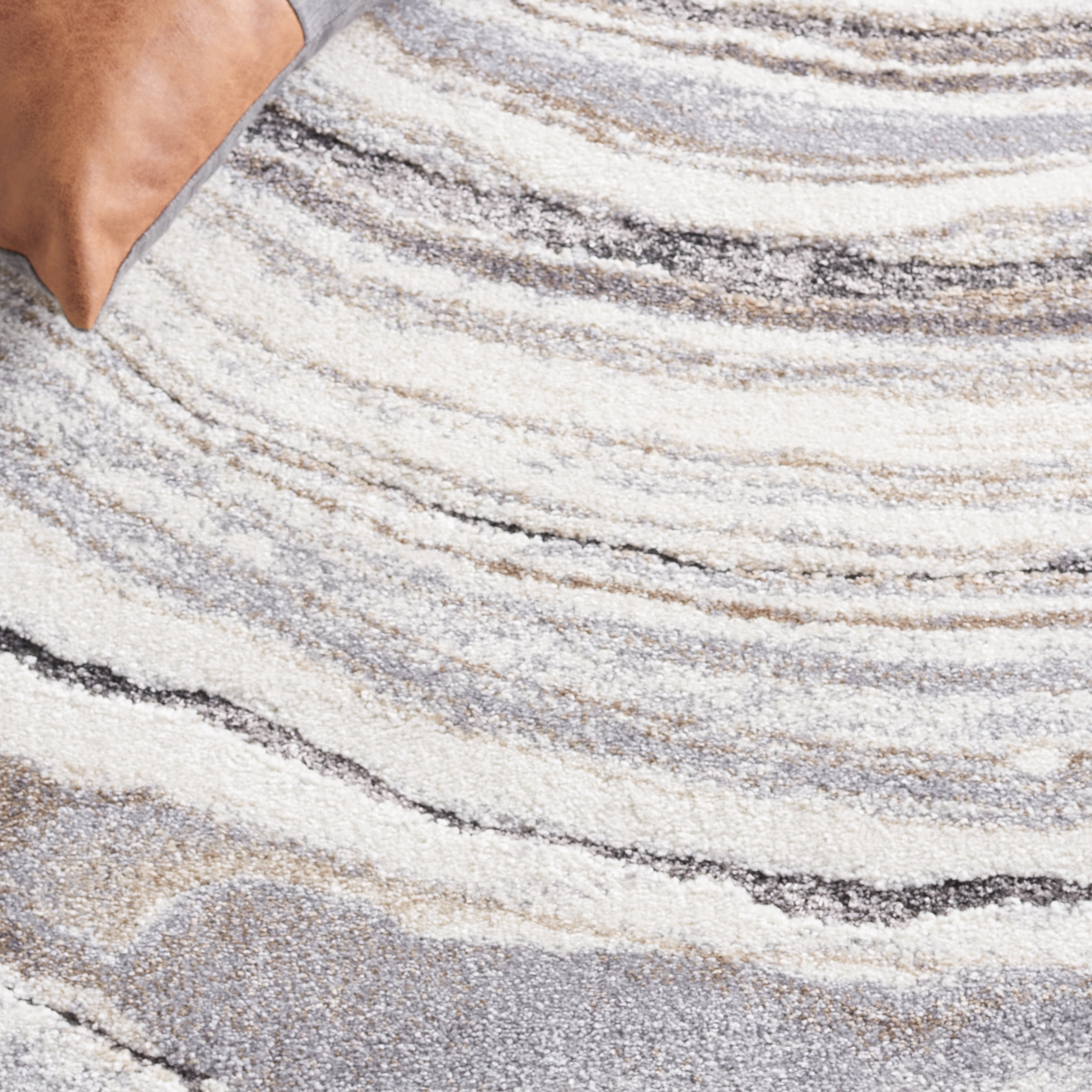 SAFAVIEH Cyrus Amelia Abstract Shag Area Rug, Ivory/Gray, 5'5" x 7'6" - Image 9