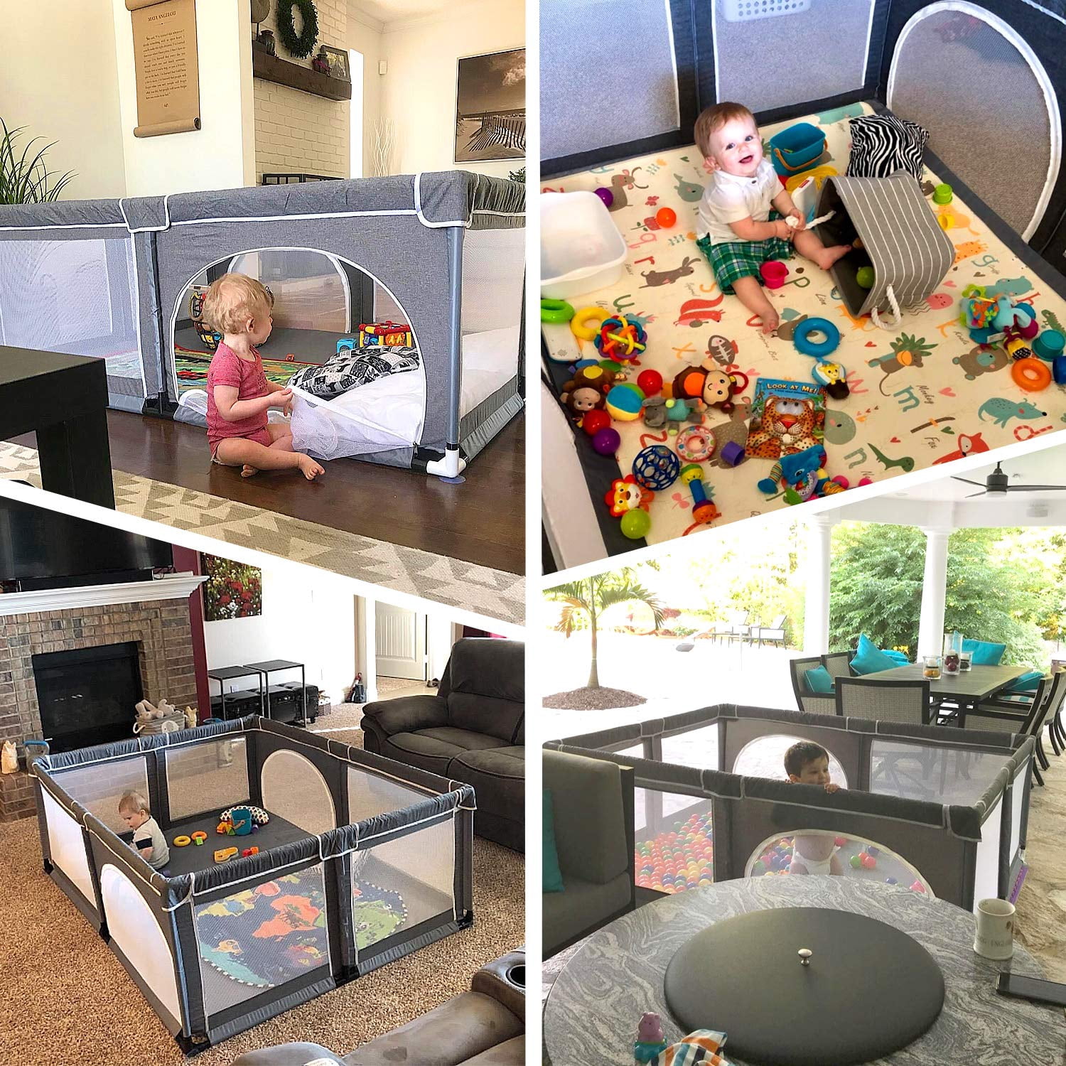 Baby Playpen for Toddler, Large Baby Playard, Indoor & Outdoor Kids Activity Center, Sturdy Safety Play Yard with Soft Breathable Mesh, Playpen for Babies(Gray,71”×59”) - Image 5