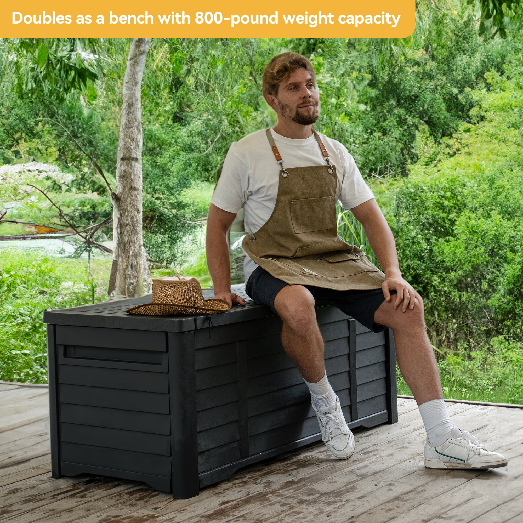 DEXTRUS Outdoor 120 Gallon Resin Deck Box, Black – Large Capacity for Outdoor Storage - Image 5