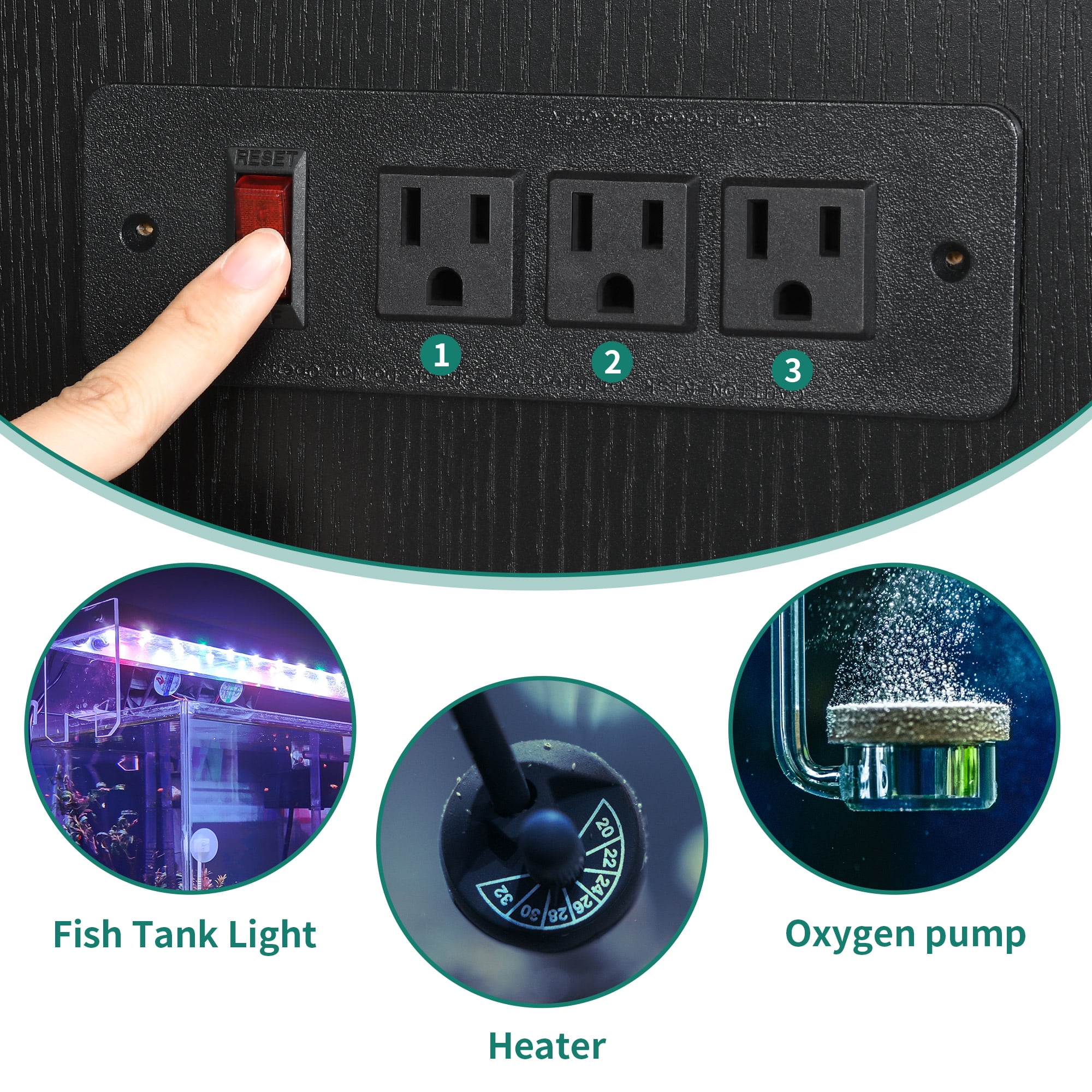 Dextrus Heavy Duty Metal Aquarium Stand with Power Outlets, 40-55 Gallon Fish Tank Stand, Turtle Tank, Reptile Terrarium with Cabinet, 670LBS Capacity-Black - Image 5