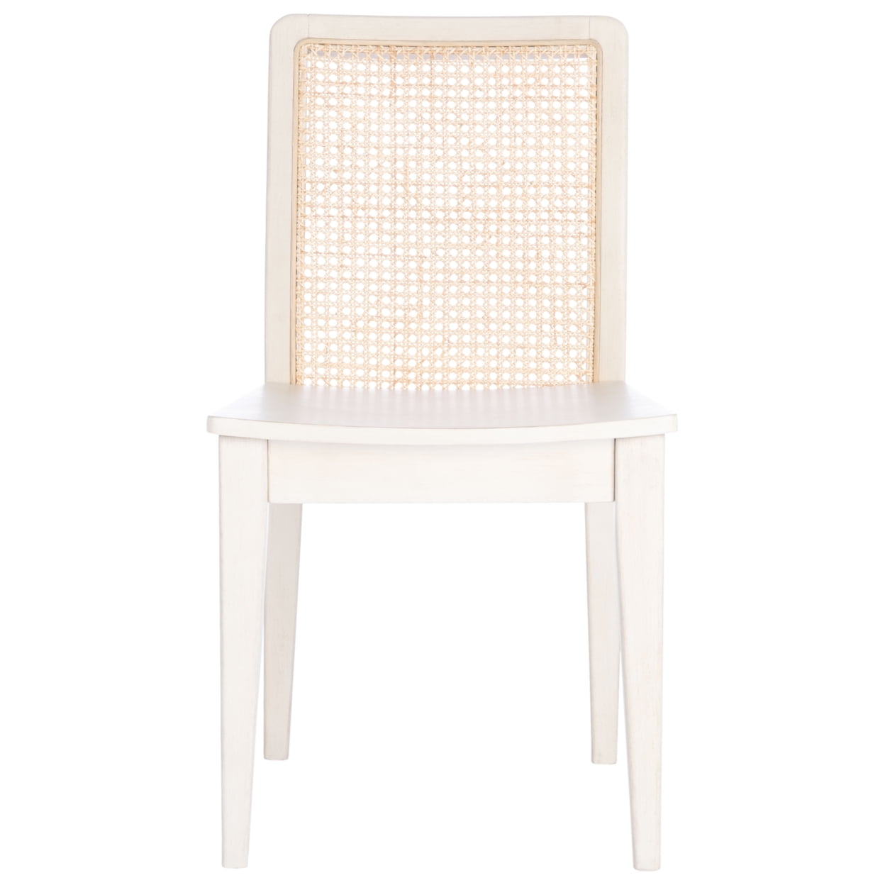 SAFAVIEH Benicio Rattan Dining Chair, White/Natural, Set of 2 (18.9 in. W x 22.3 in. D x 33.9 in. H) - Image 2