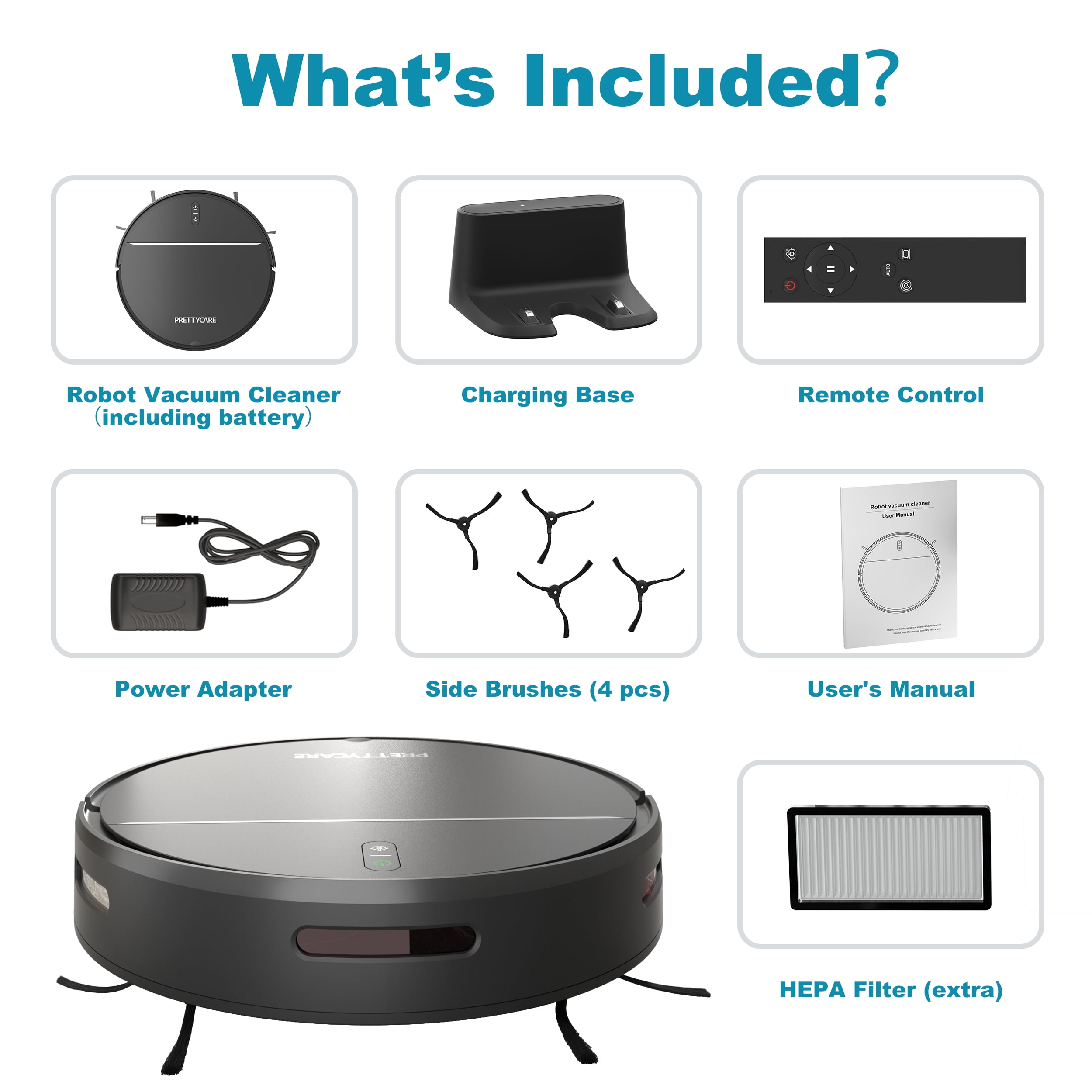 PrettyCare Robot Vacuum Cleaner with 2800Pa,Featured Carpet Boost,Tangle-Free,Ultra Slim,Self-Charging C1 - Image 3