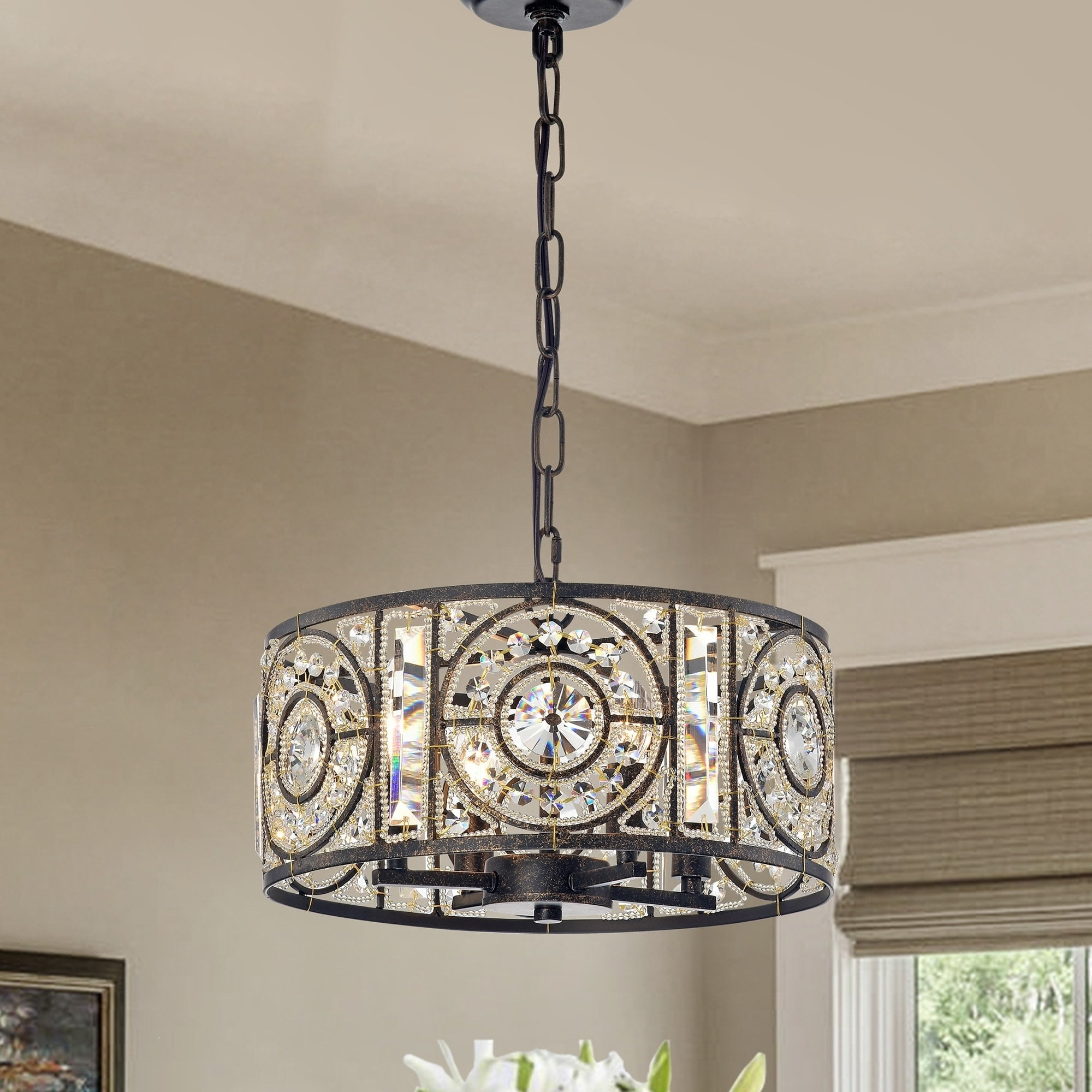 Rowsen 4-Light Antique Bronze Metal Chandelier - Image 4